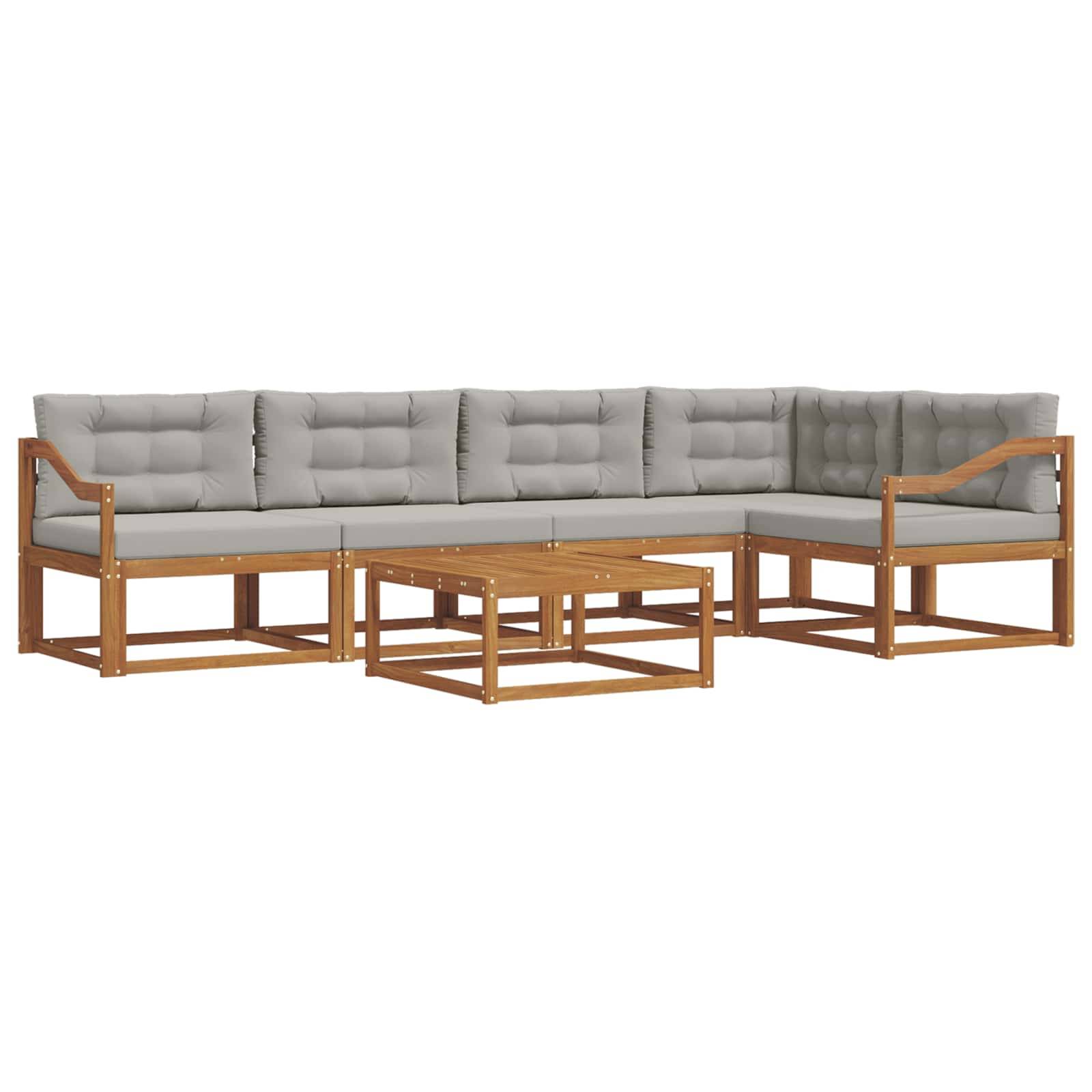 vidaXL Outdoor-Sofagarnitur mit Kissen 6 pcs Natürlich und Hellgrau