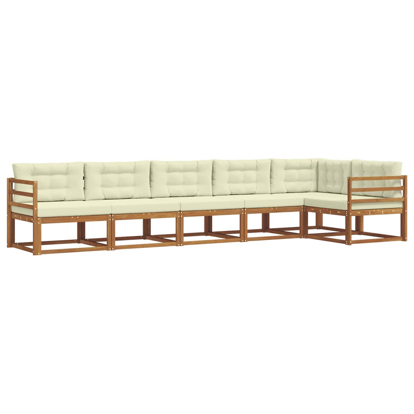 vidaXL Outdoor-Sofagarnitur mit Kissen 6 pcs Natur und Creme