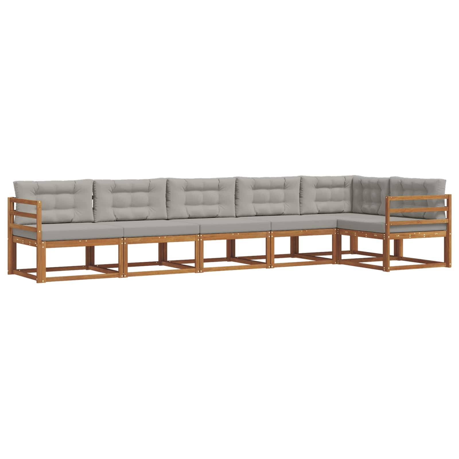 vidaXL Outdoor-Sofagarnitur mit Kissen 6 pcs Natürlich und Hellgrau