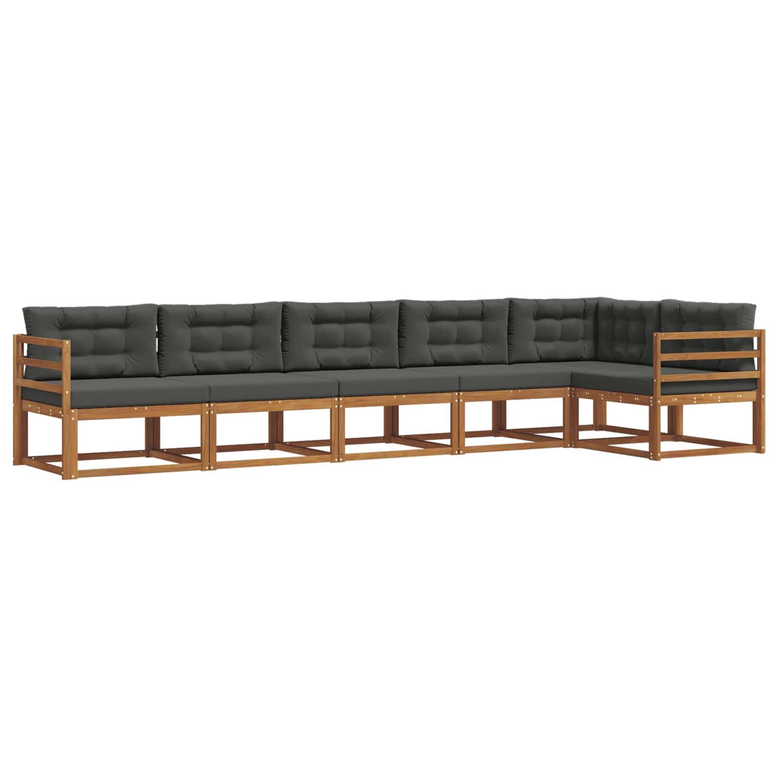 vidaXL Outdoor-Sofagarnitur mit Kissen 6 pcs Natur und Anthrazit