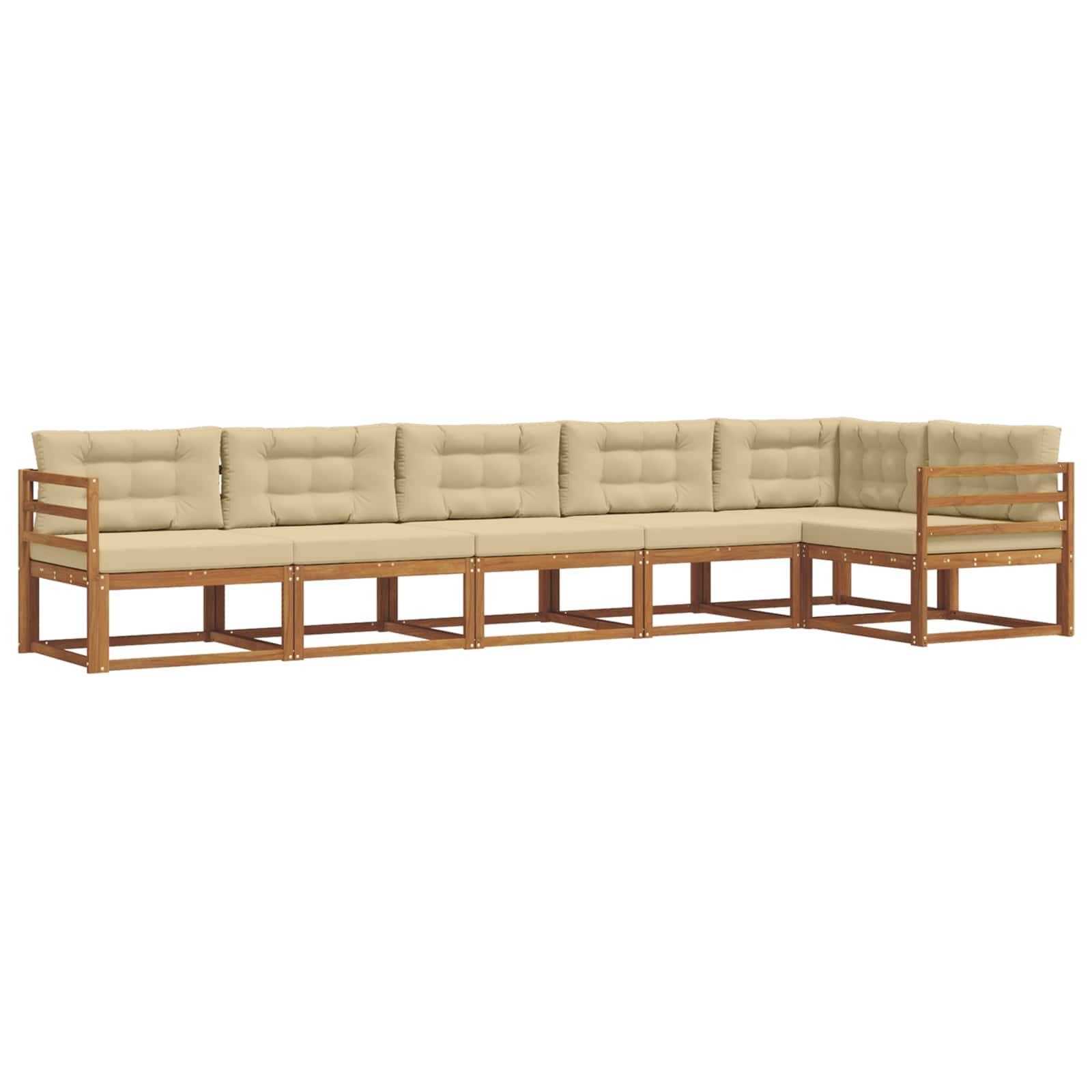 vidaXL Outdoor-Sofagarnitur mit Kissen 6 pcs Natur und Beige