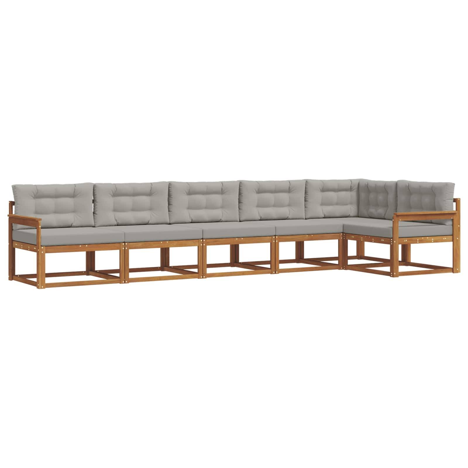 vidaXL Outdoor-Sofagarnitur mit Kissen 6 pcs Natürlich und Hellgrau