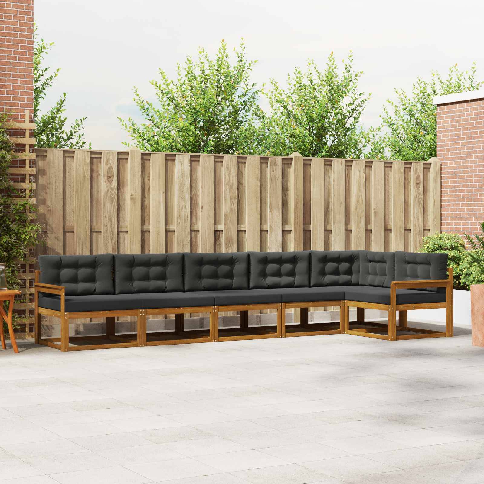 vidaXL Outdoor-Sofagarnitur mit Kissen 6 pcs Natur und Anthrazit
