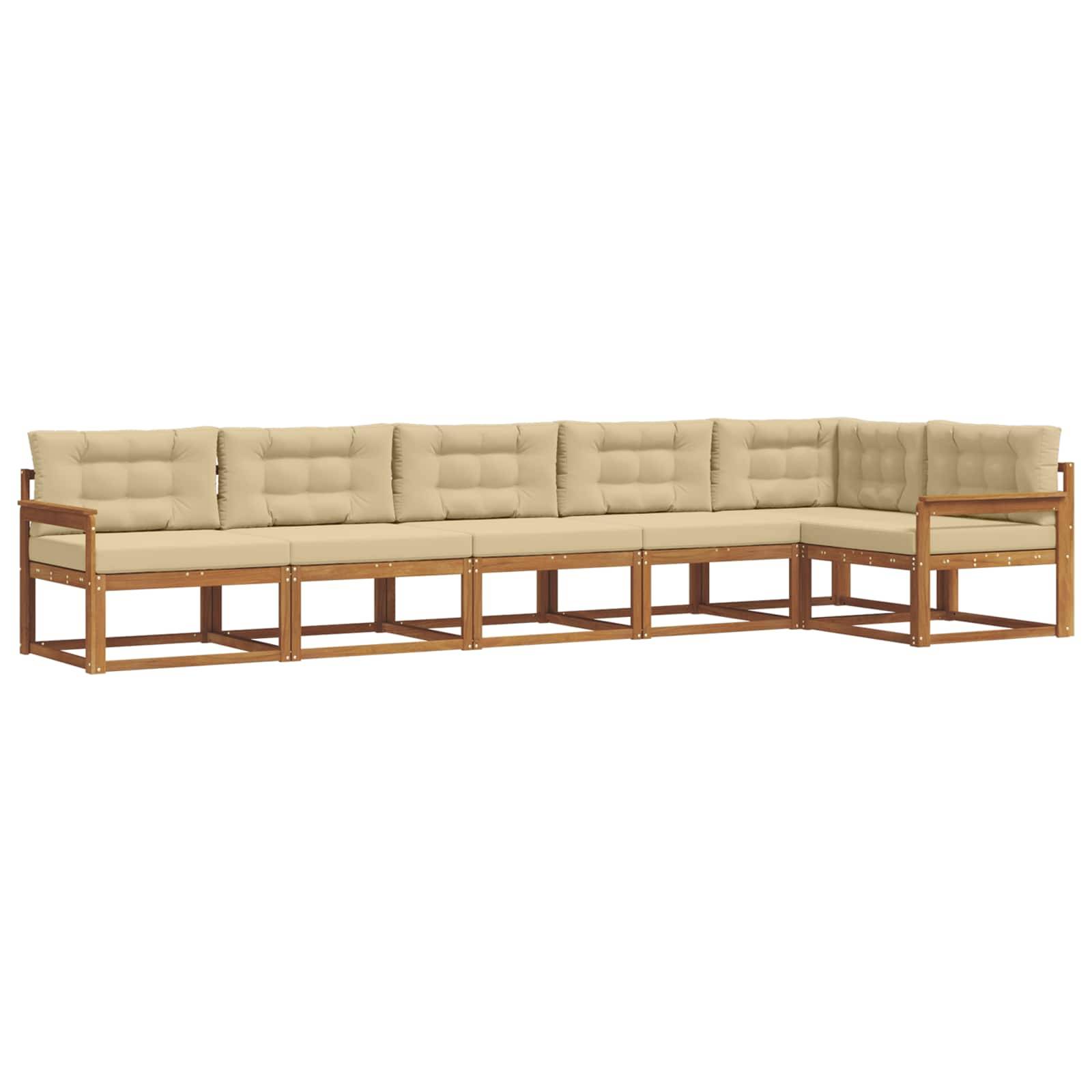 vidaXL Outdoor-Sofagarnitur mit Kissen 6 pcs Natur und Beige