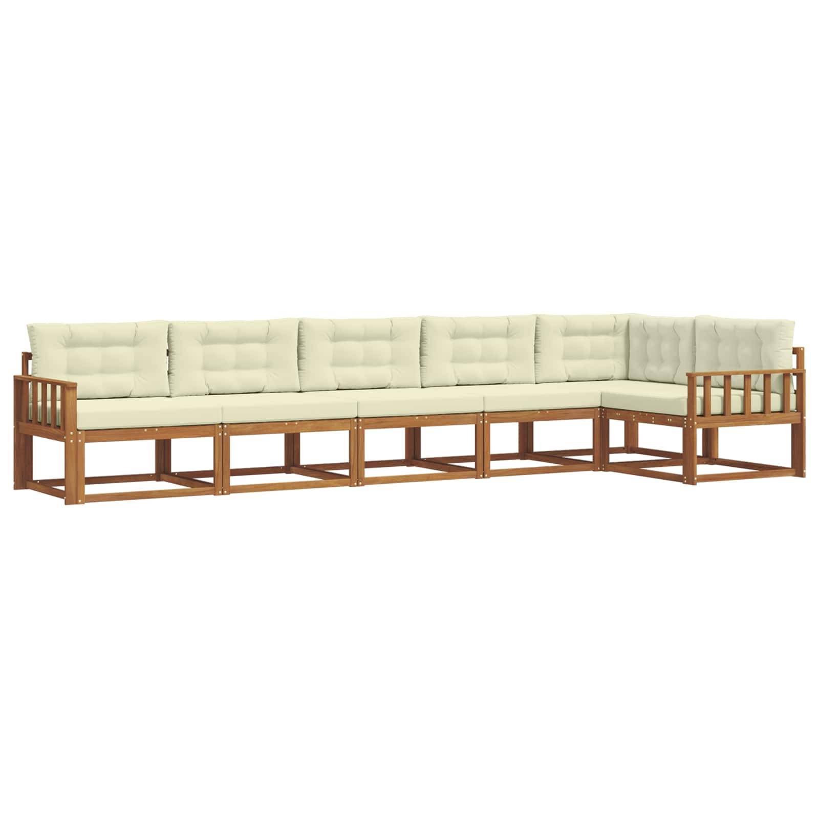 vidaXL Outdoor-Sofagarnitur mit Kissen 6 pcs Natur und Creme