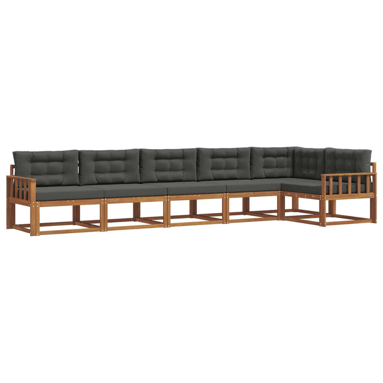 vidaXL Outdoor-Sofagarnitur mit Kissen 6 pcs Natur und Anthrazit