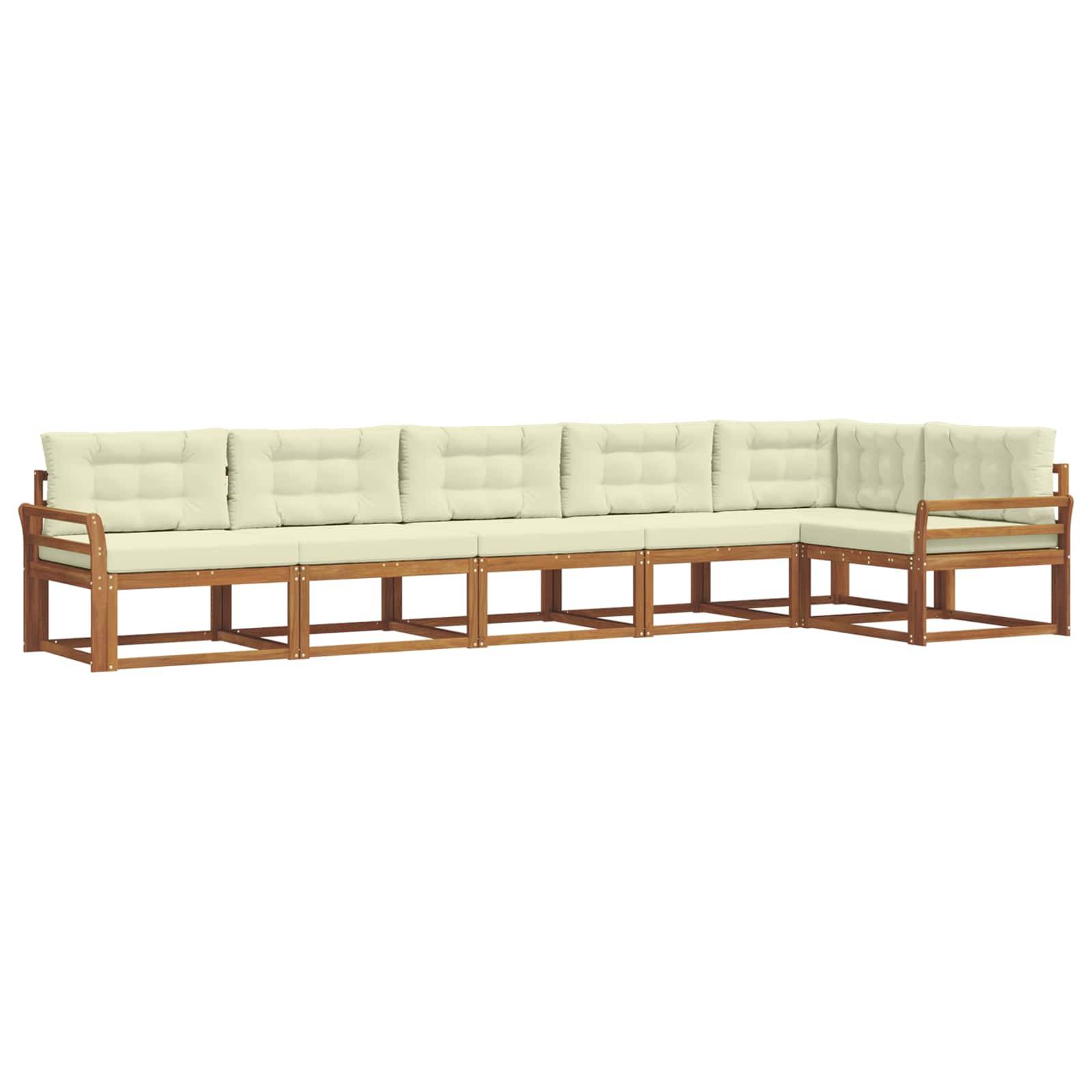 vidaXL Outdoor-Sofagarnitur mit Kissen 6 pcs Natur und Creme