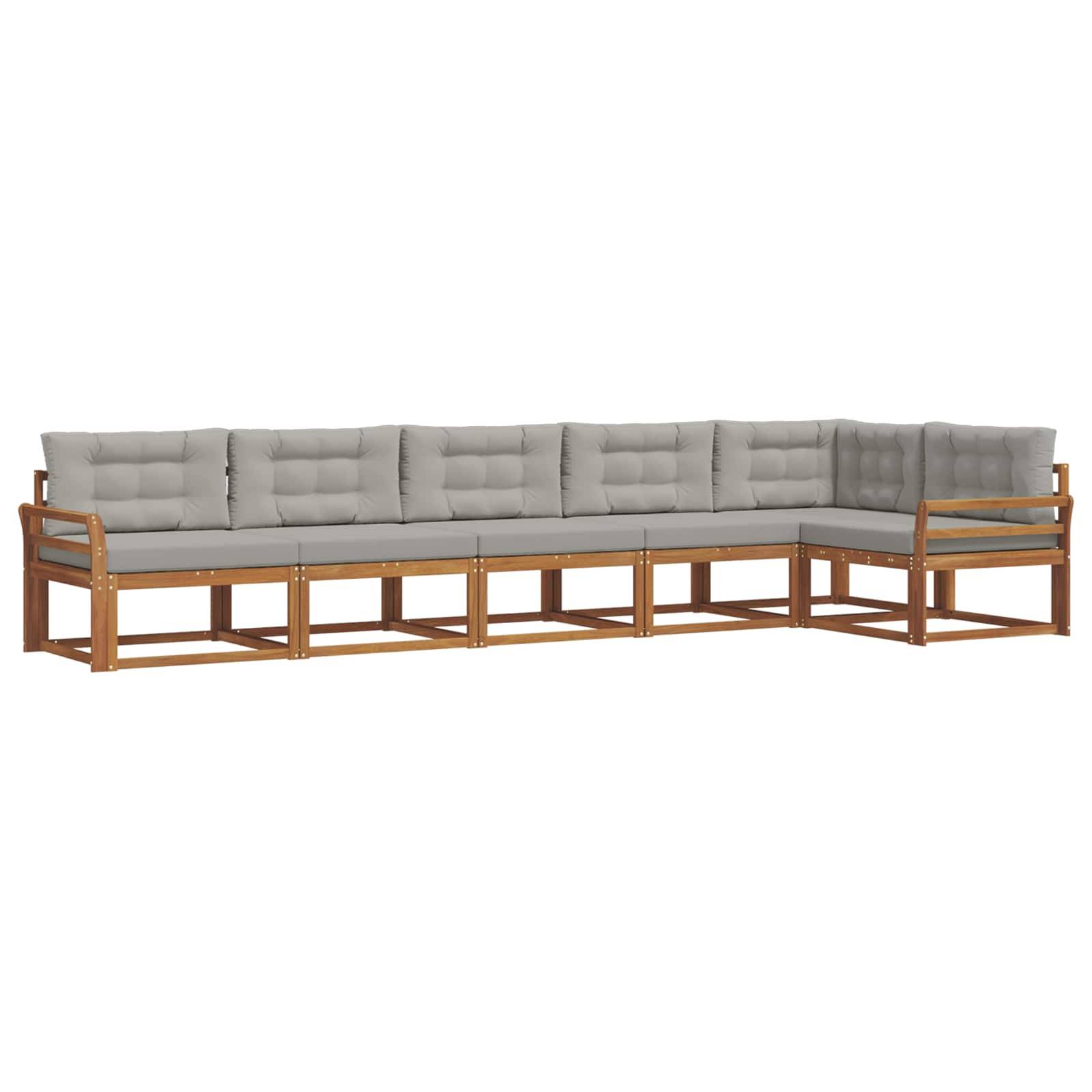 vidaXL Outdoor-Sofagarnitur mit Kissen 6 pcs Natürlich und Hellgrau