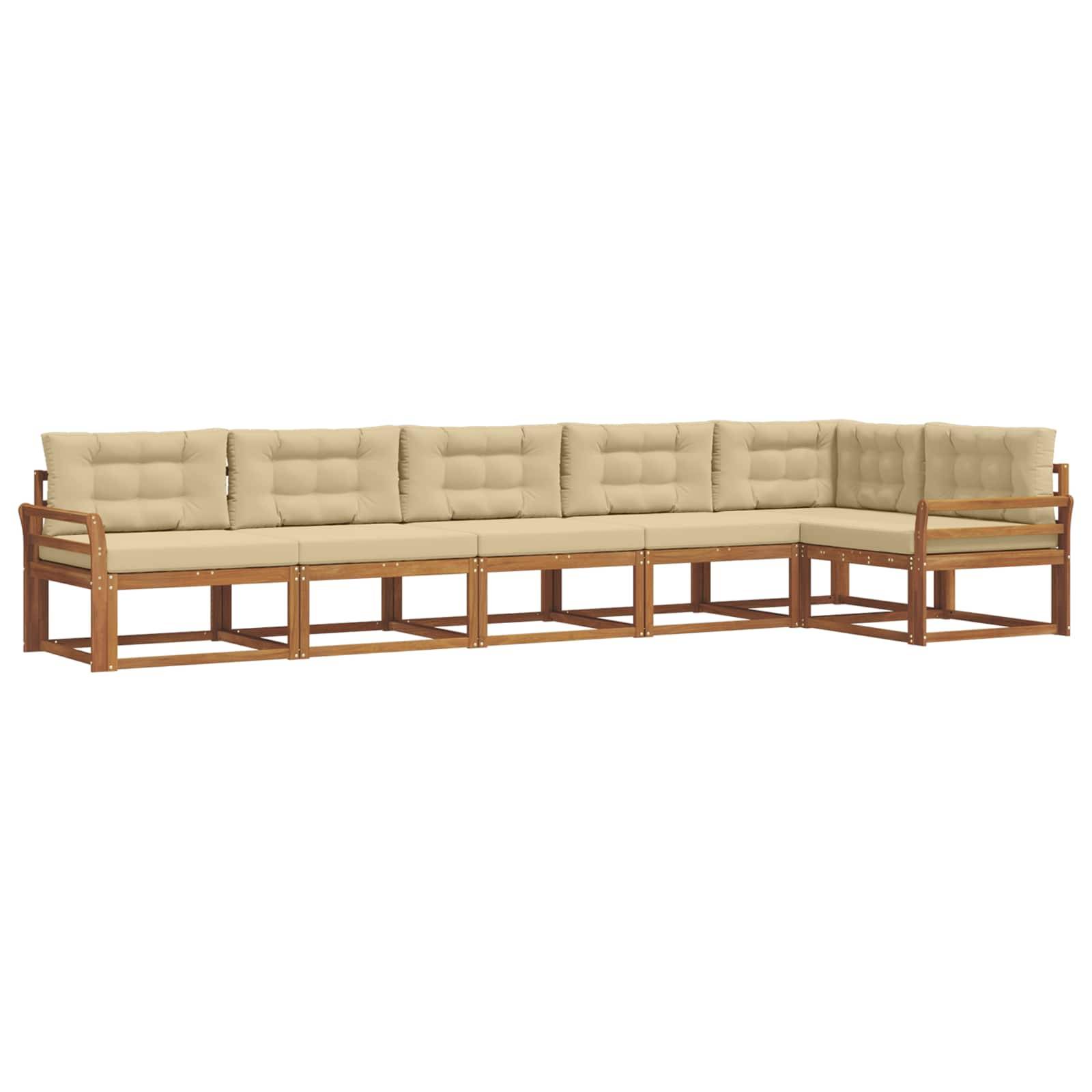 vidaXL Outdoor-Sofagarnitur mit Kissen 6 pcs Natur und Beige