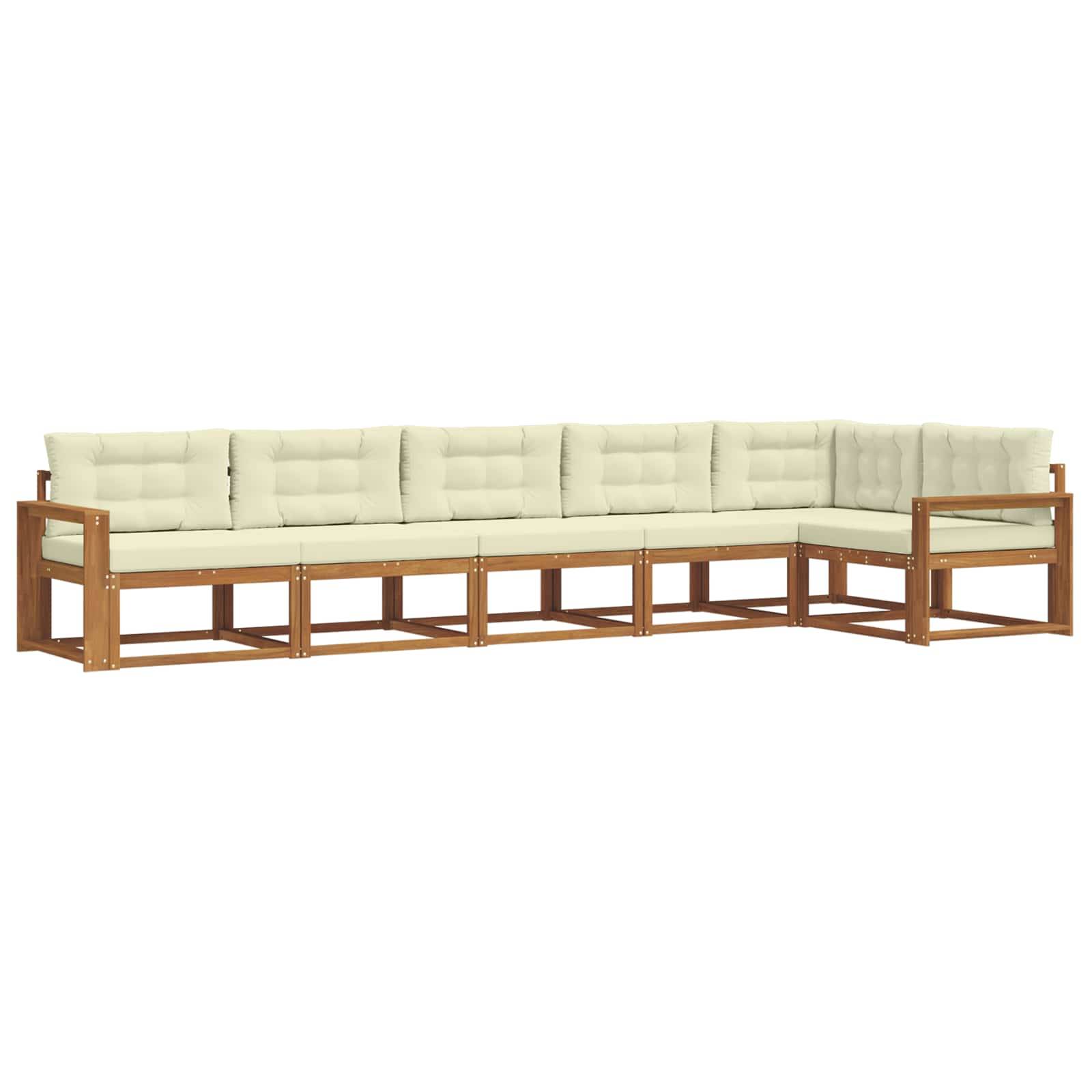 vidaXL Outdoor-Sofagarnitur mit Kissen 6 pcs Natur und Creme