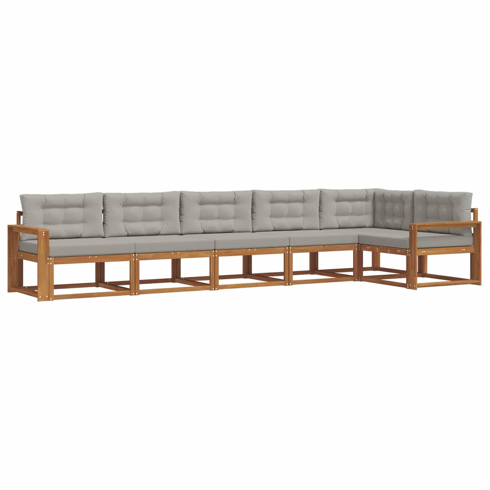 vidaXL Outdoor-Sofagarnitur mit Kissen 6 pcs Natürlich und Hellgrau