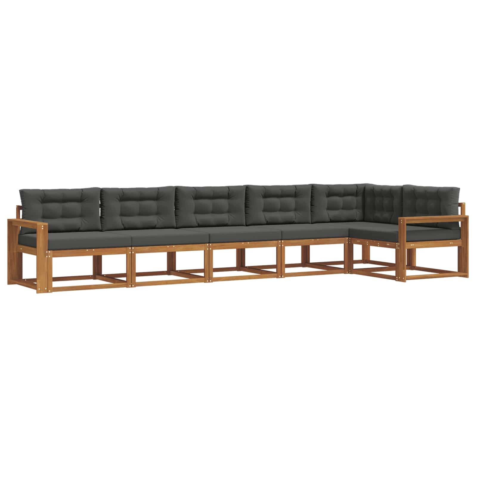 vidaXL Outdoor-Sofagarnitur mit Kissen 6 pcs Natur und Anthrazit