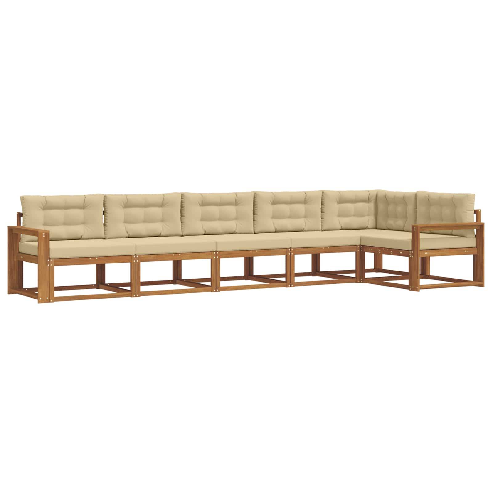 vidaXL Outdoor-Sofagarnitur mit Kissen 6 pcs Natur und Beige
