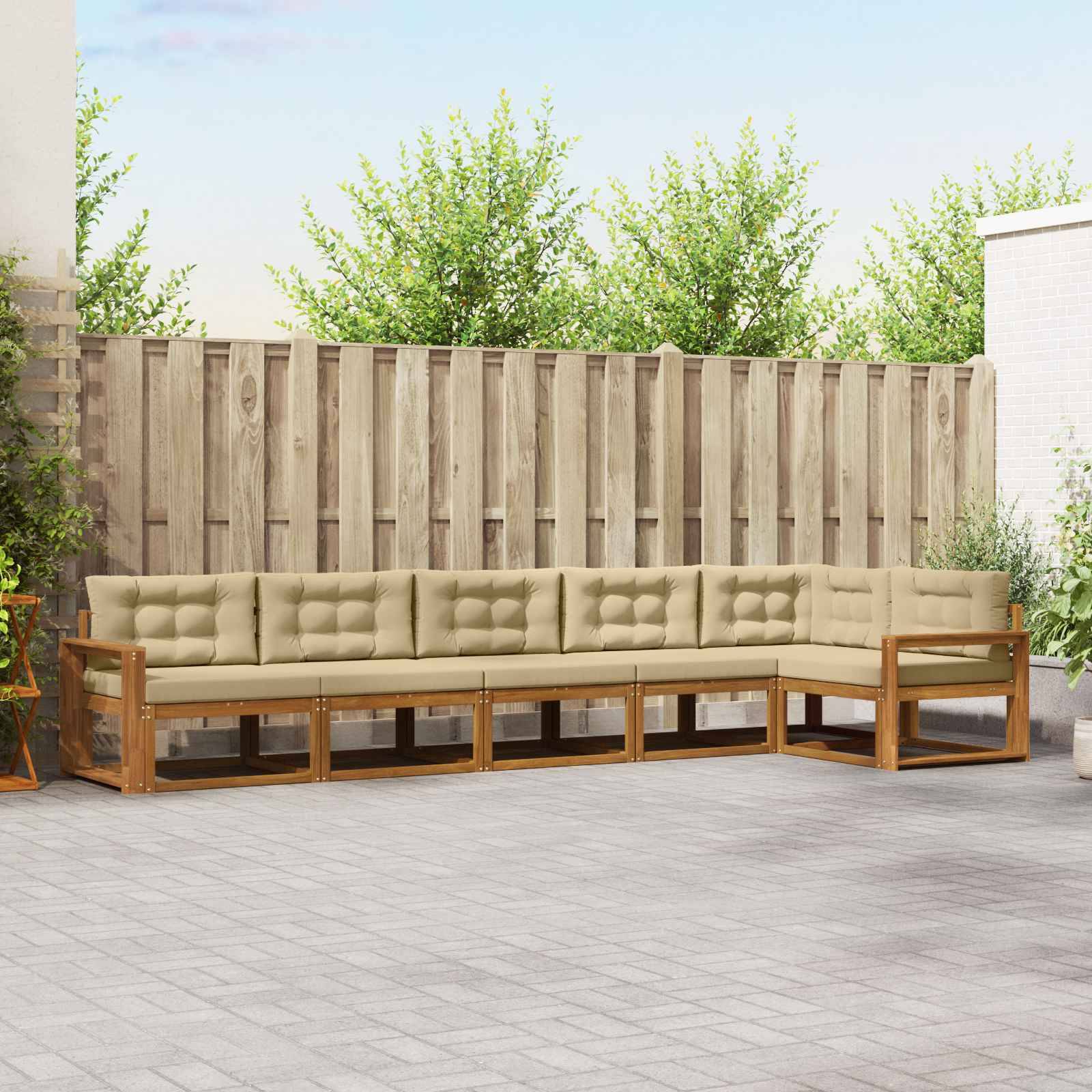 vidaXL Outdoor-Sofagarnitur mit Kissen 6 pcs Natur und Beige