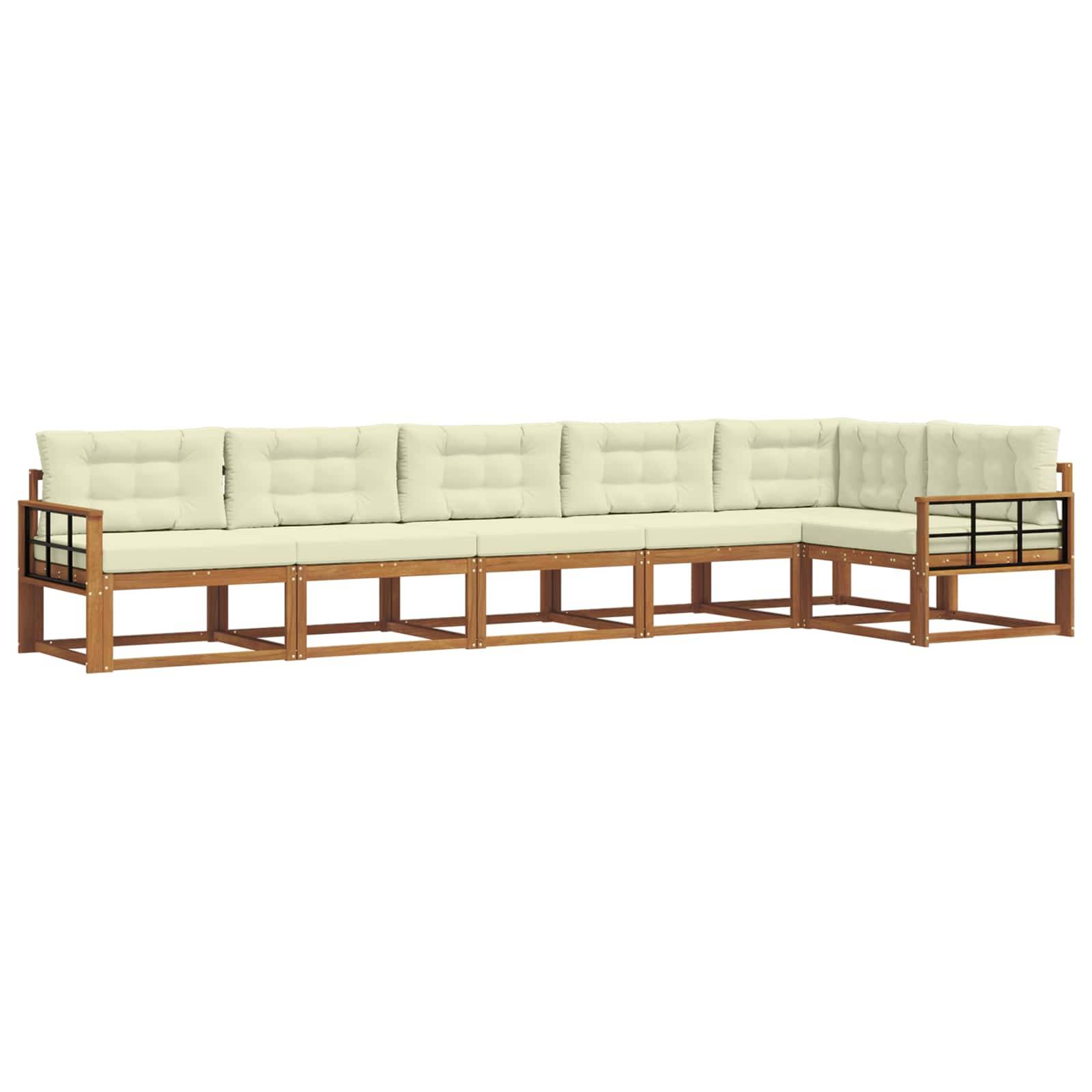 vidaXL Outdoor-Sofagarnitur mit Kissen 6 pcs Natur und Creme