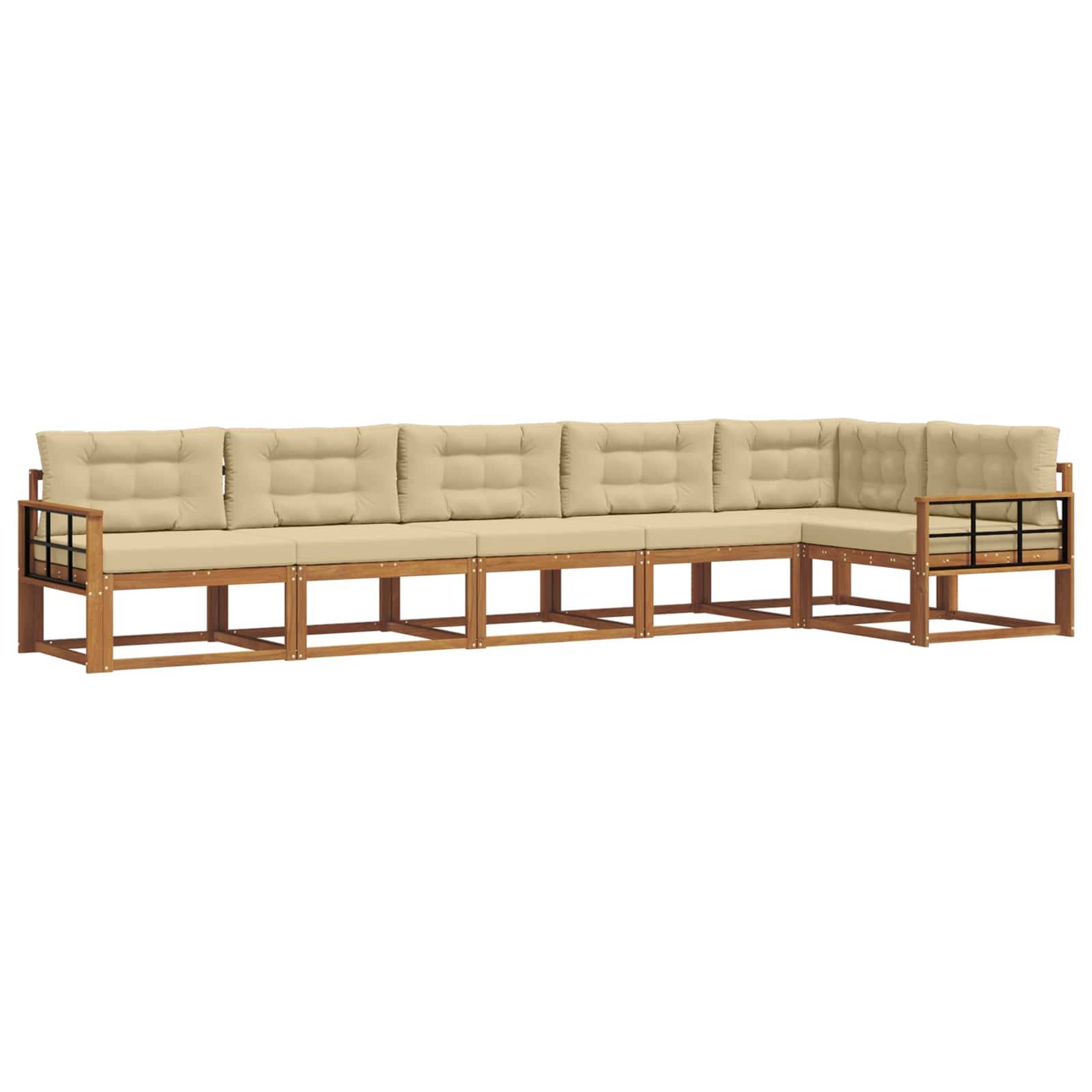 vidaXL Outdoor-Sofagarnitur mit Kissen 6 pcs Natur und Beige
