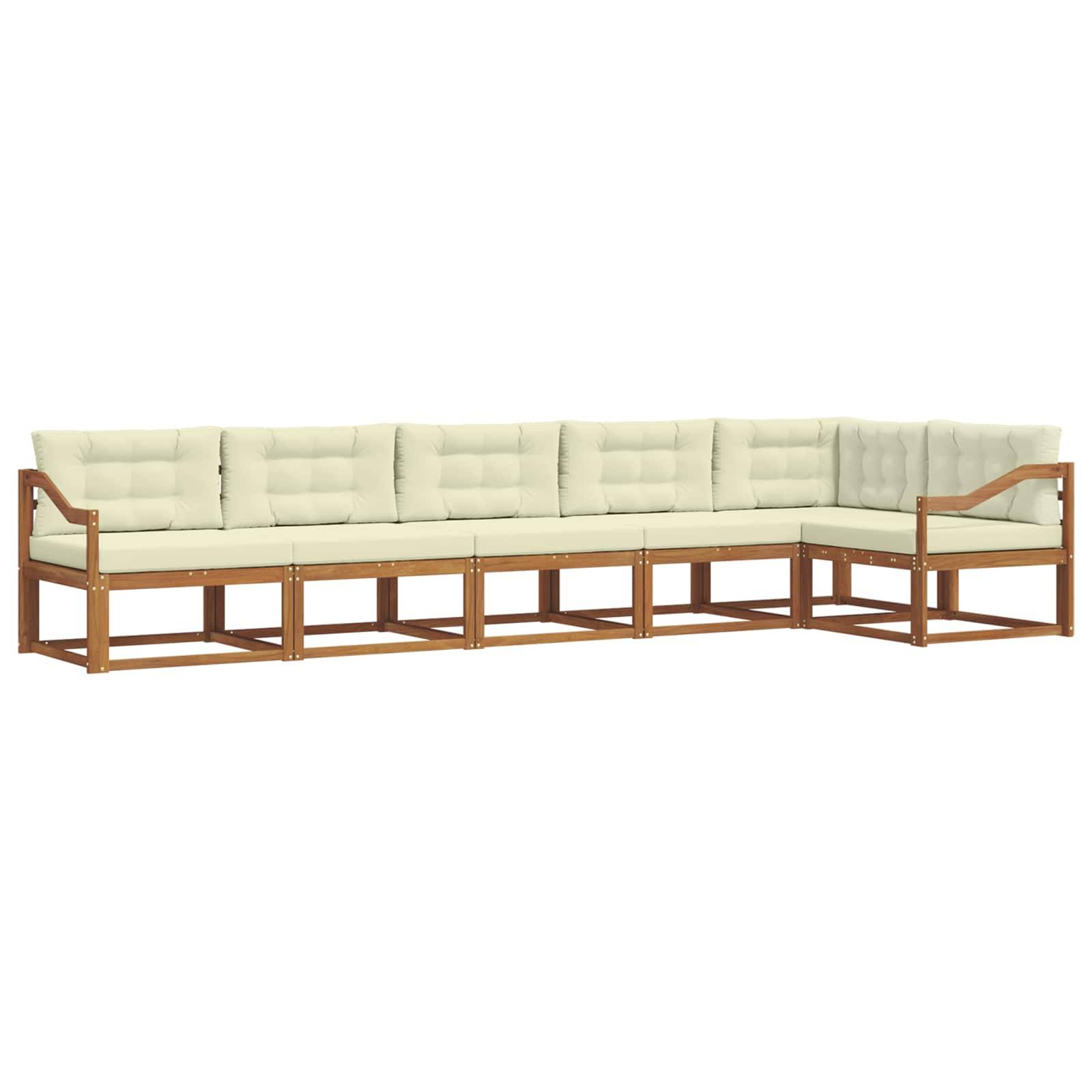vidaXL Outdoor-Sofagarnitur mit Kissen 6 pcs Natur und Creme