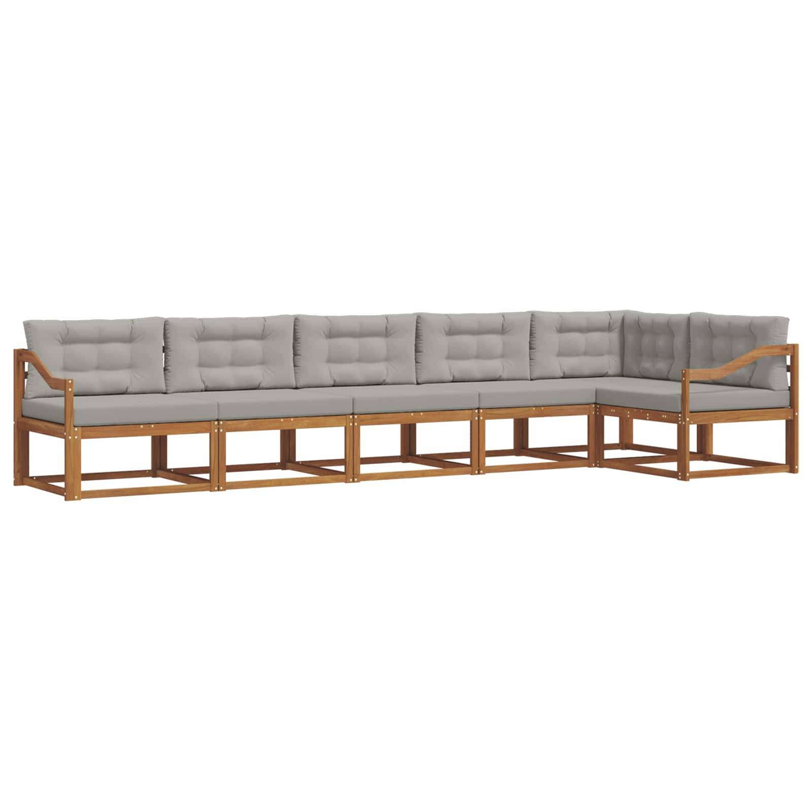 vidaXL Outdoor-Sofagarnitur mit Kissen 6 pcs Natürlich und Hellgrau