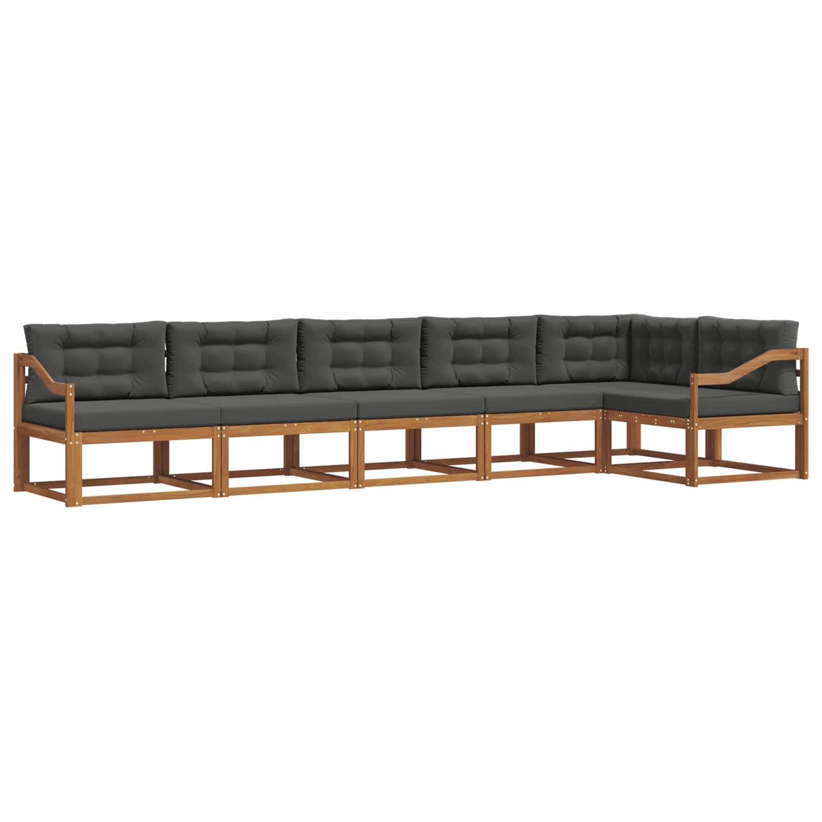 vidaXL Outdoor-Sofagarnitur mit Kissen 6 pcs Natur und Anthrazit
