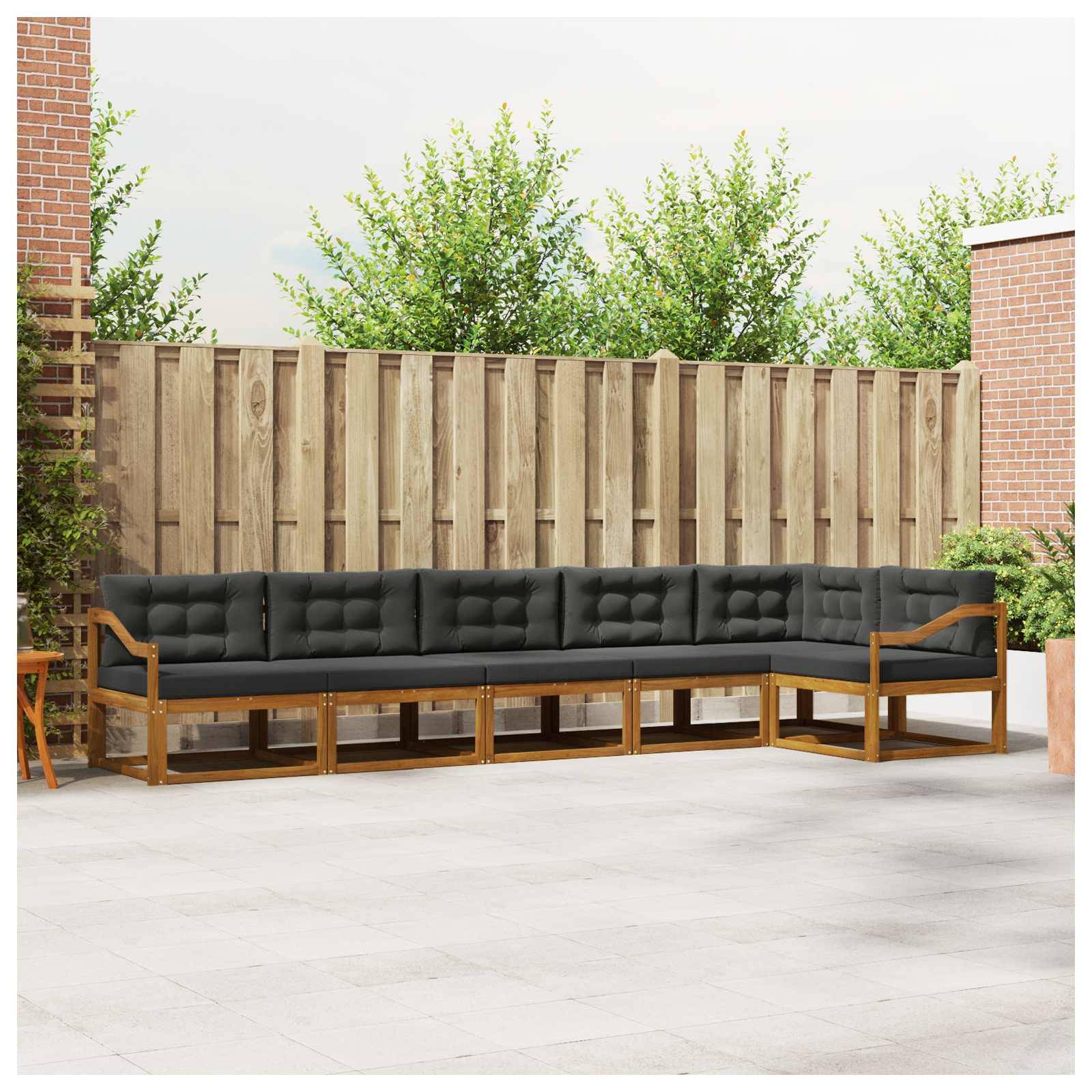 vidaXL Outdoor-Sofagarnitur mit Kissen 6 pcs Natur und Anthrazit