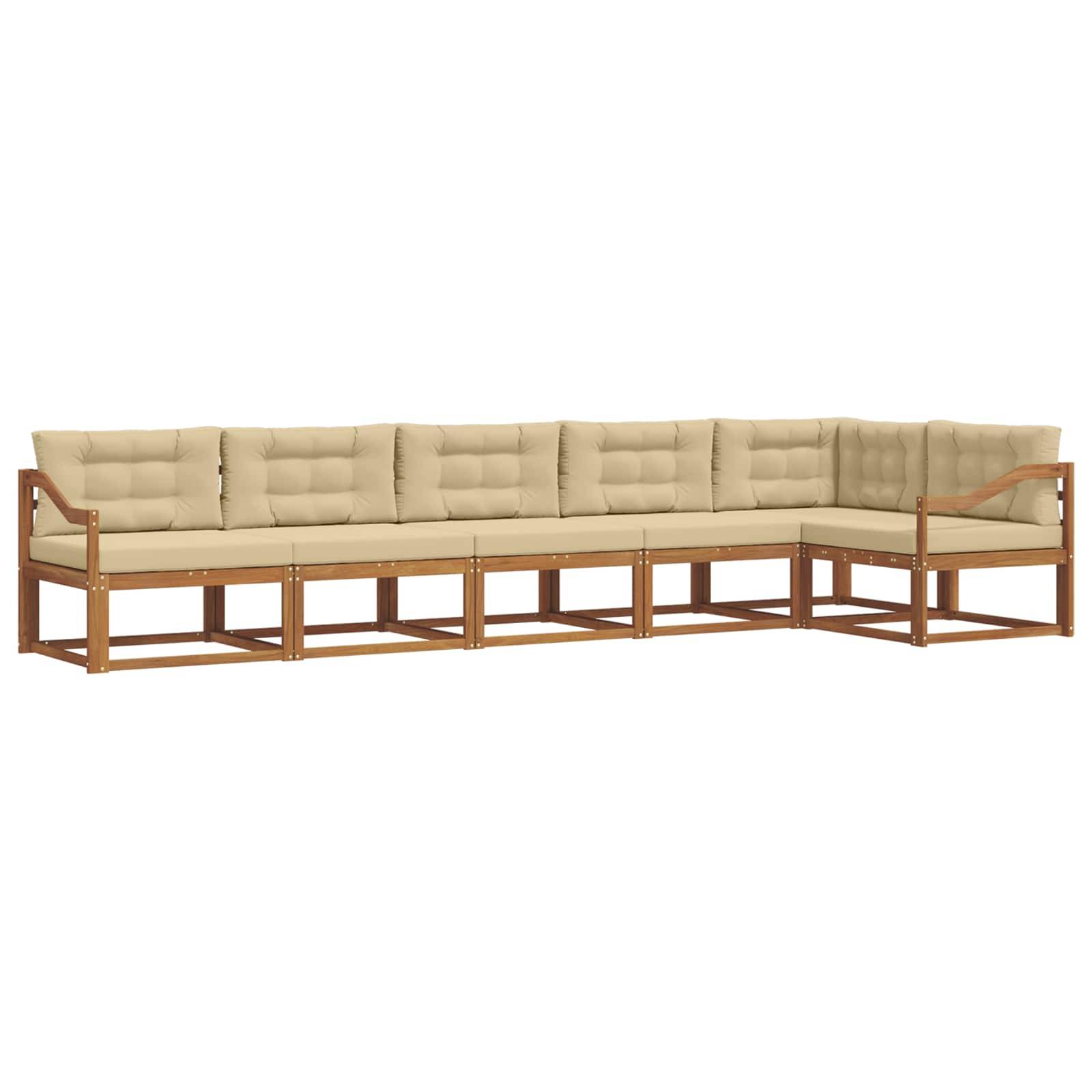 vidaXL Outdoor-Sofagarnitur mit Kissen 6 pcs Natur und Beige
