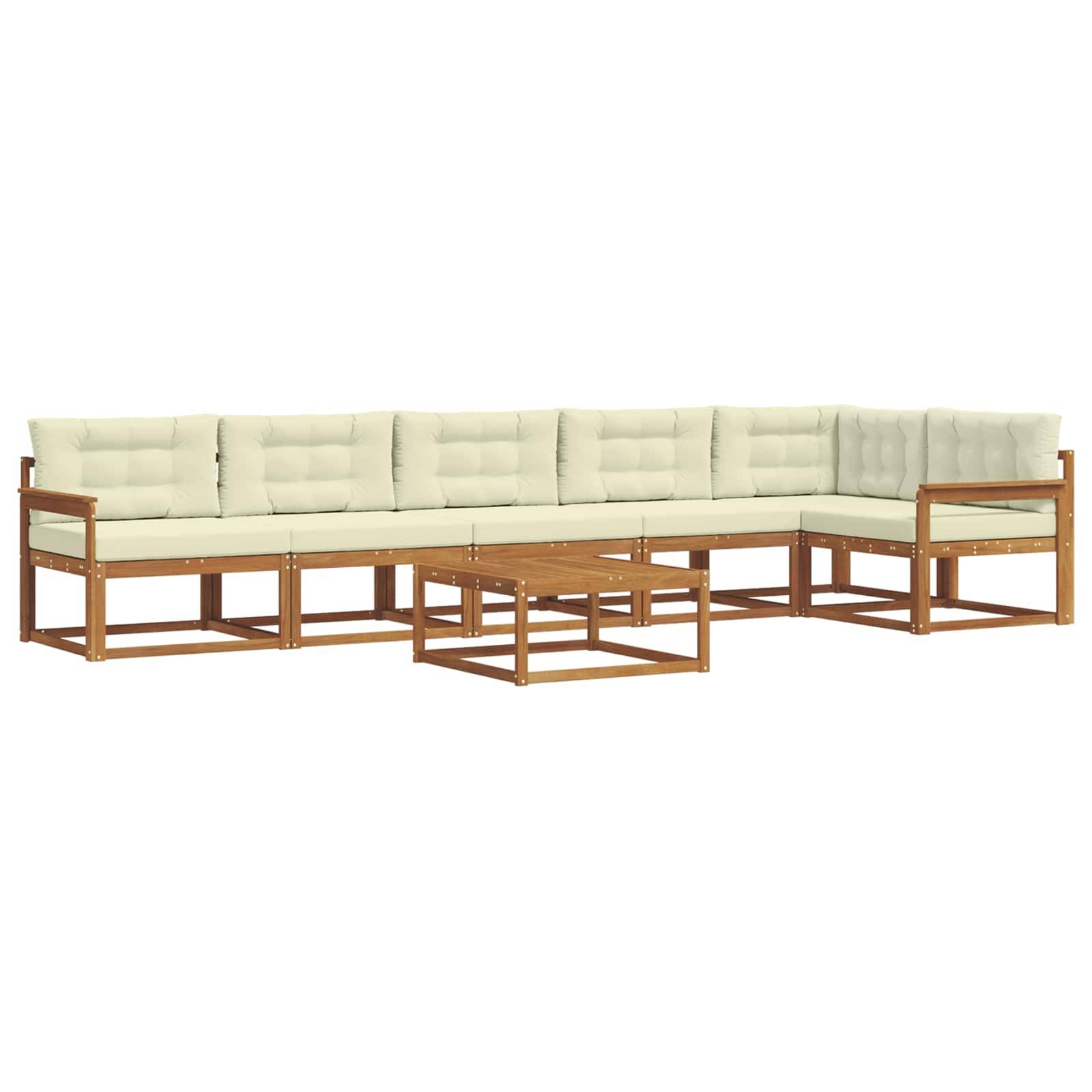 vidaXL Outdoor-Sofagarnitur mit Kissen 7 pcs Natur und Creme