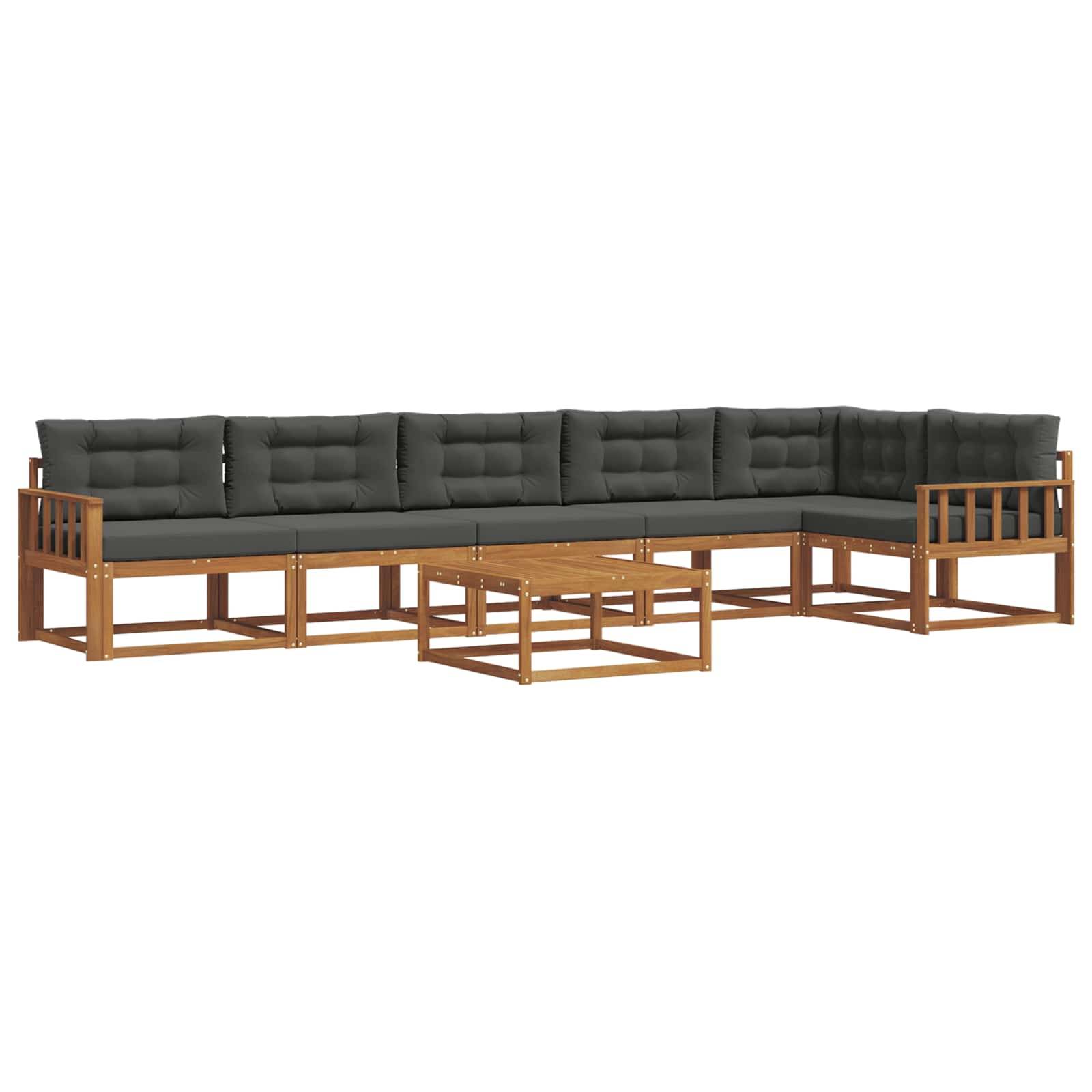 vidaXL Outdoor-Sofagarnitur mit Kissen 7 pcs Natur und Anthrazit