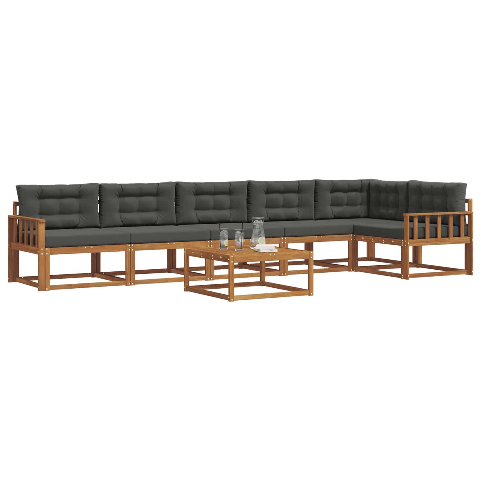 vidaXL Outdoor-Sofagarnitur mit Kissen 7 pcs Natur und Anthrazit