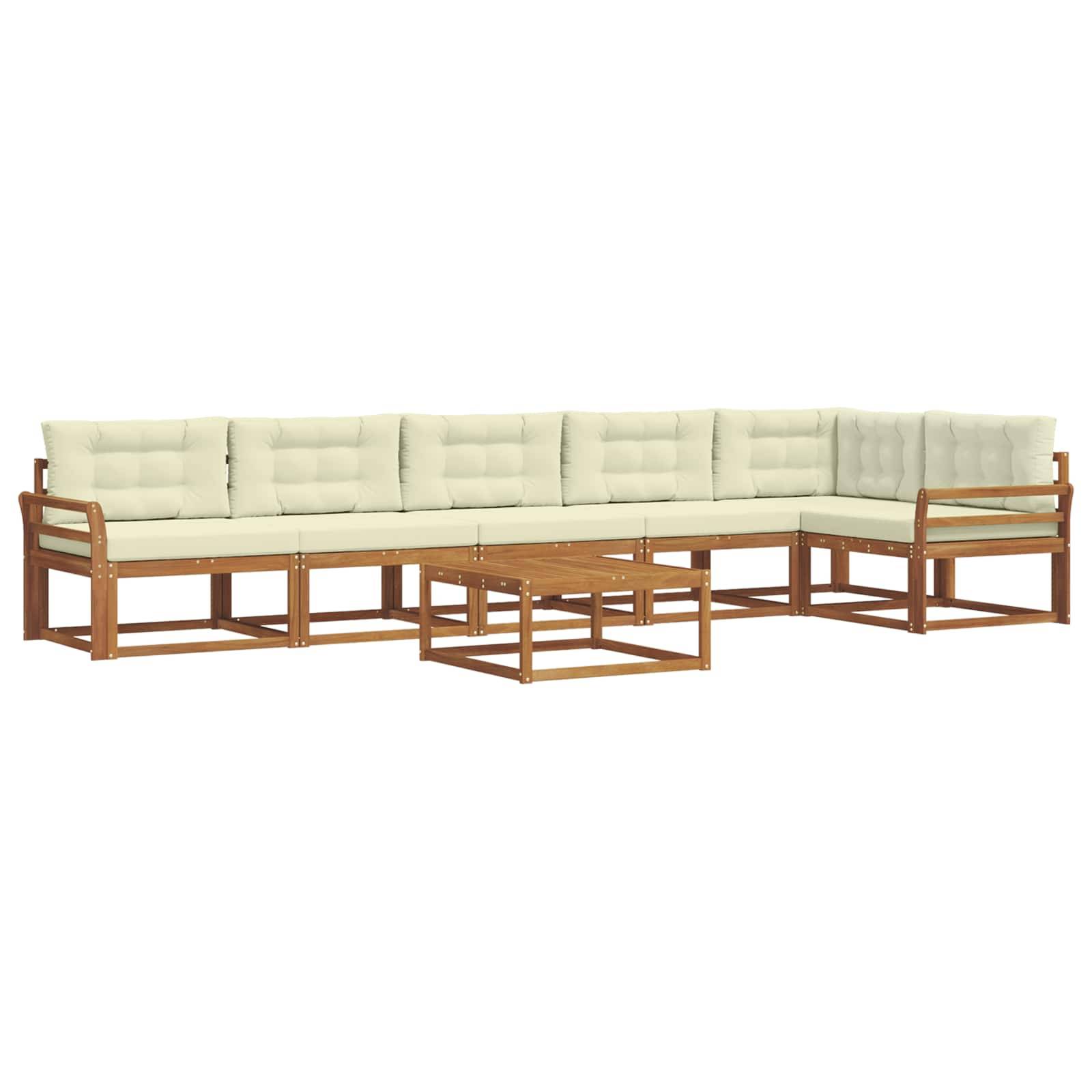 vidaXL Outdoor-Sofagarnitur mit Kissen 7 pcs Natur und Creme