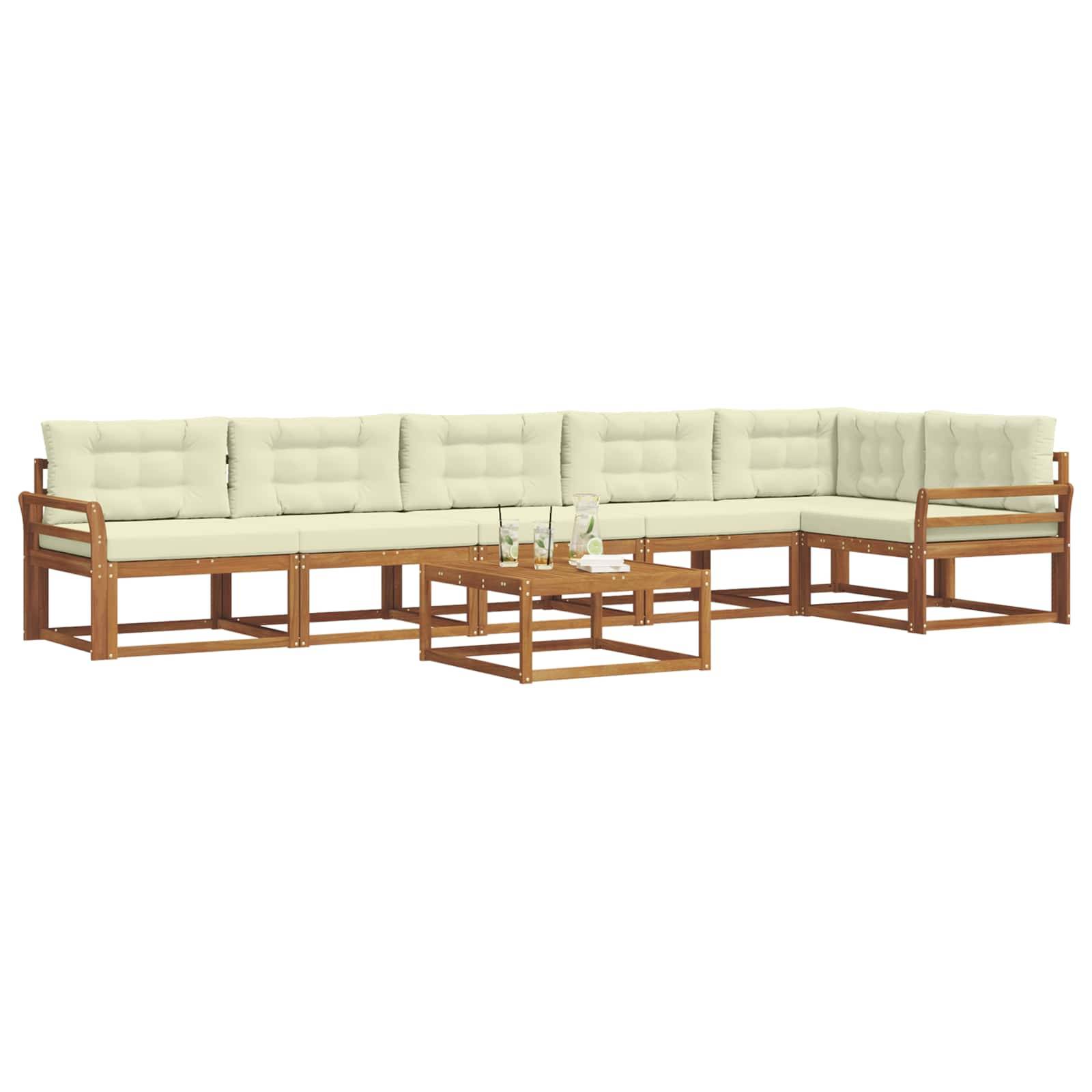 vidaXL Outdoor-Sofagarnitur mit Kissen 7 pcs Natur und Creme