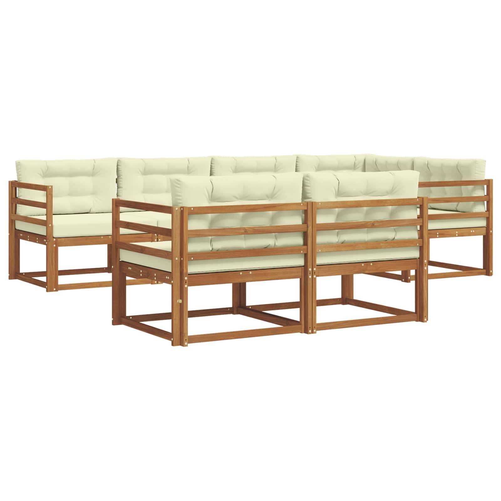 vidaXL Outdoor-Sofagarnitur mit Kissen 7 pcs Natur und Creme