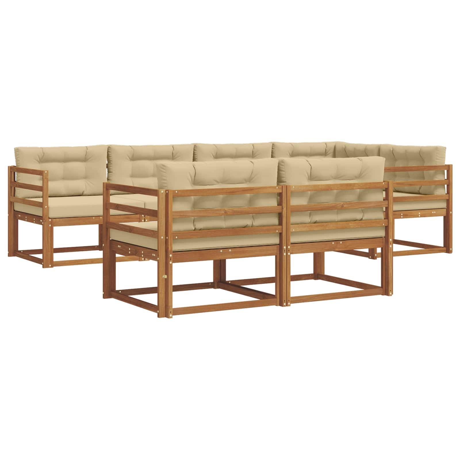 vidaXL Outdoor-Sofagarnitur mit Kissen 7 pcs Natur und Beige