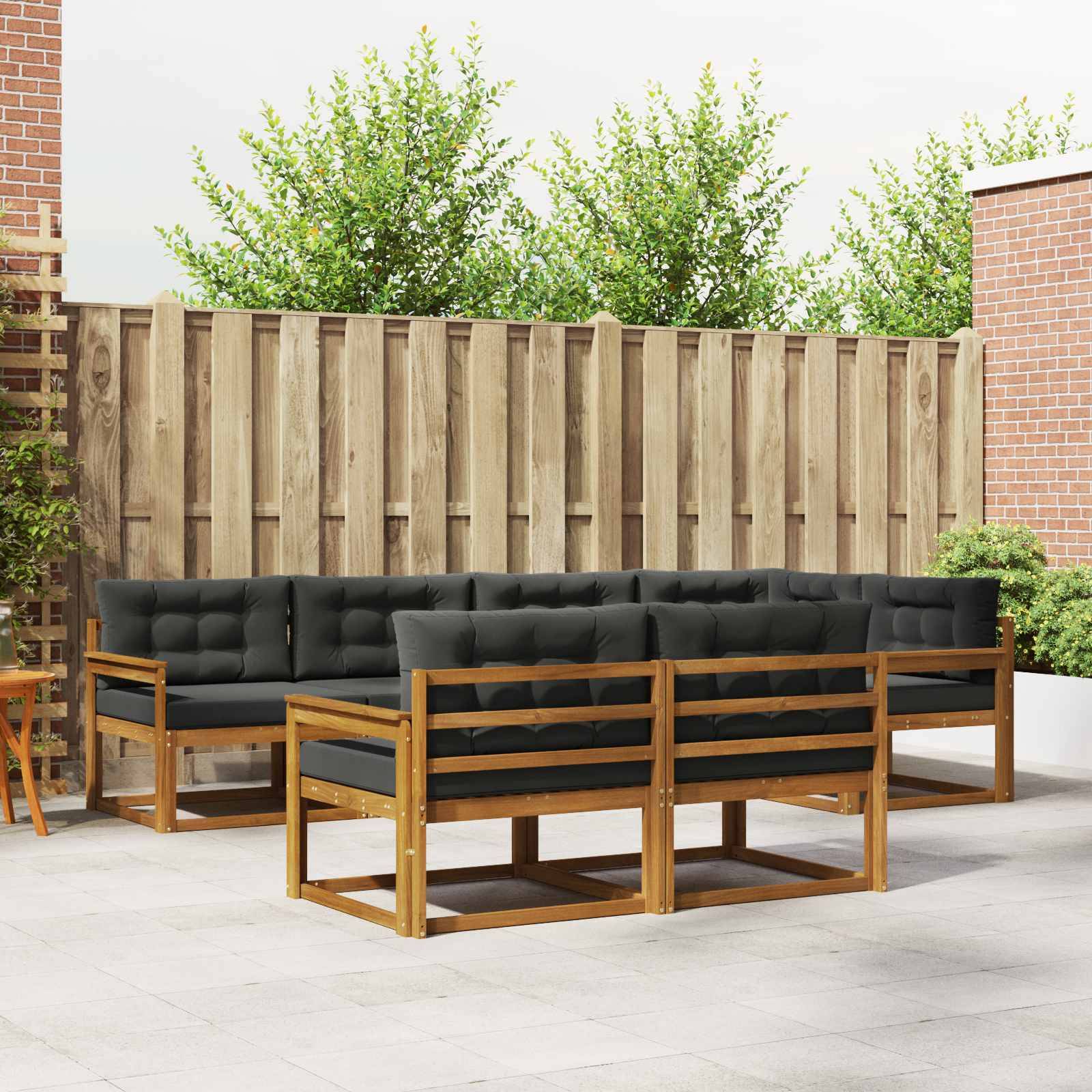 vidaXL Outdoor-Sofagarnitur mit Kissen 7 pcs Natur und Anthrazit
