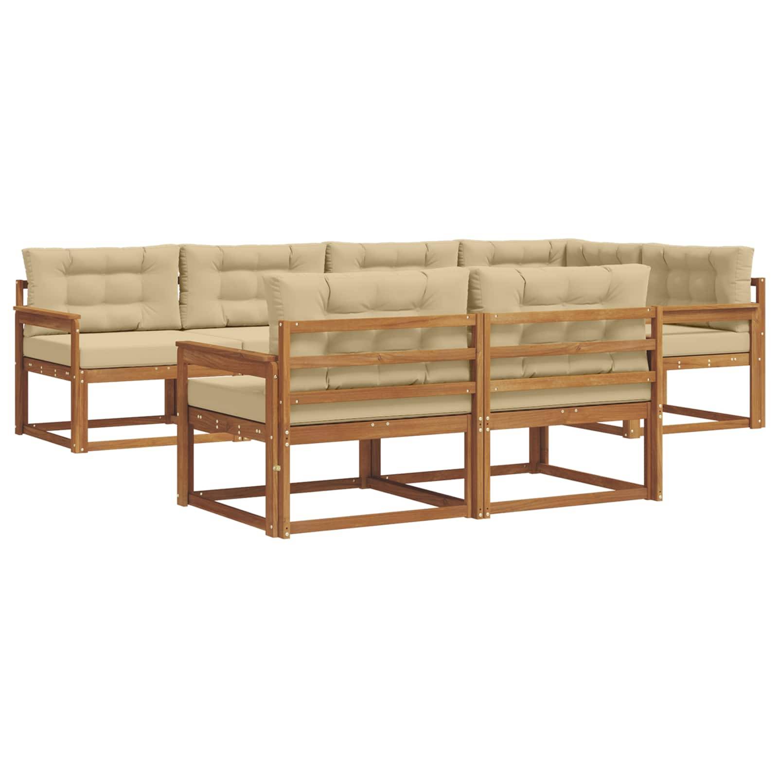 vidaXL Outdoor-Sofagarnitur mit Kissen 7 pcs Natur und Beige