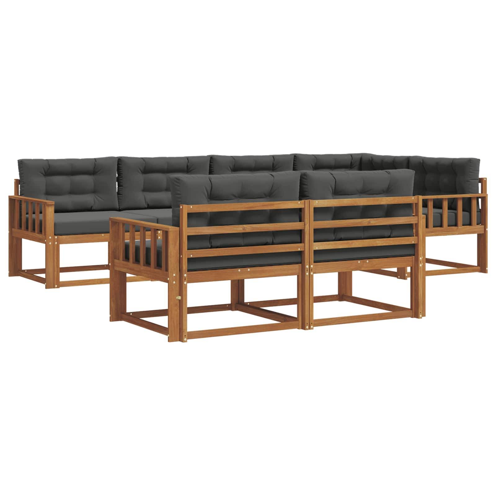 vidaXL Outdoor-Sofagarnitur mit Kissen 7 pcs Natur und Anthrazit