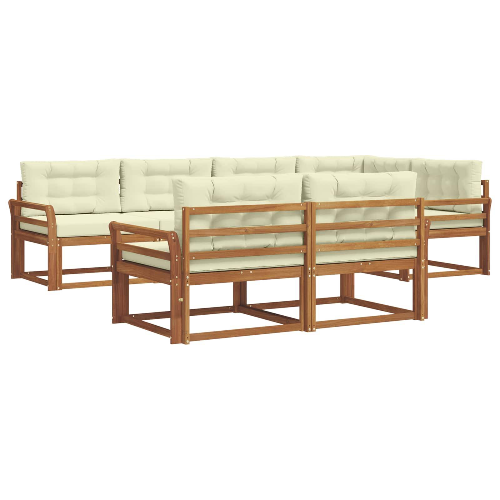 vidaXL Outdoor-Sofagarnitur mit Kissen 7 pcs Natur und Creme