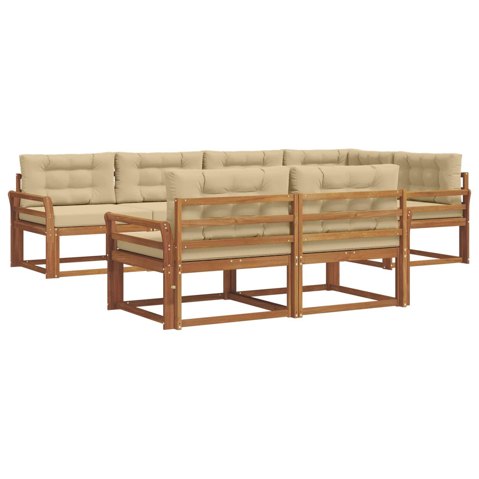 vidaXL Outdoor-Sofagarnitur mit Kissen 7 pcs Natur und Beige