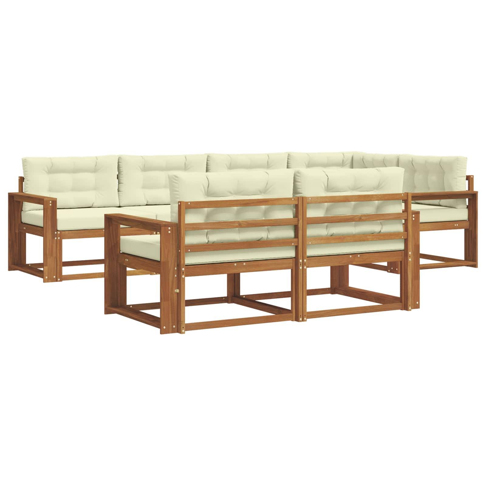 vidaXL Outdoor-Sofagarnitur mit Kissen 7 pcs Natur und Creme