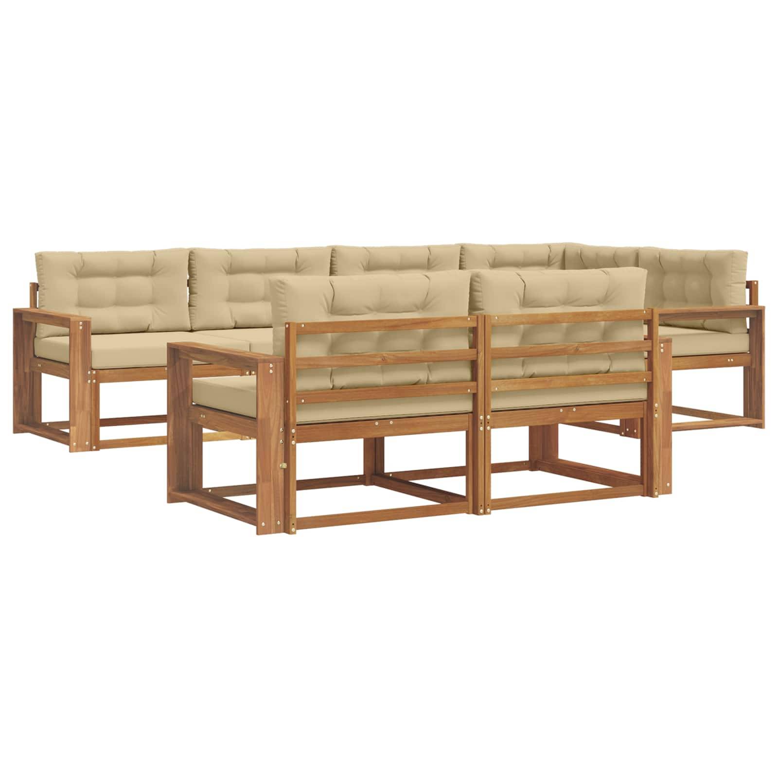 vidaXL Outdoor-Sofagarnitur mit Kissen 7 pcs Natur und Beige