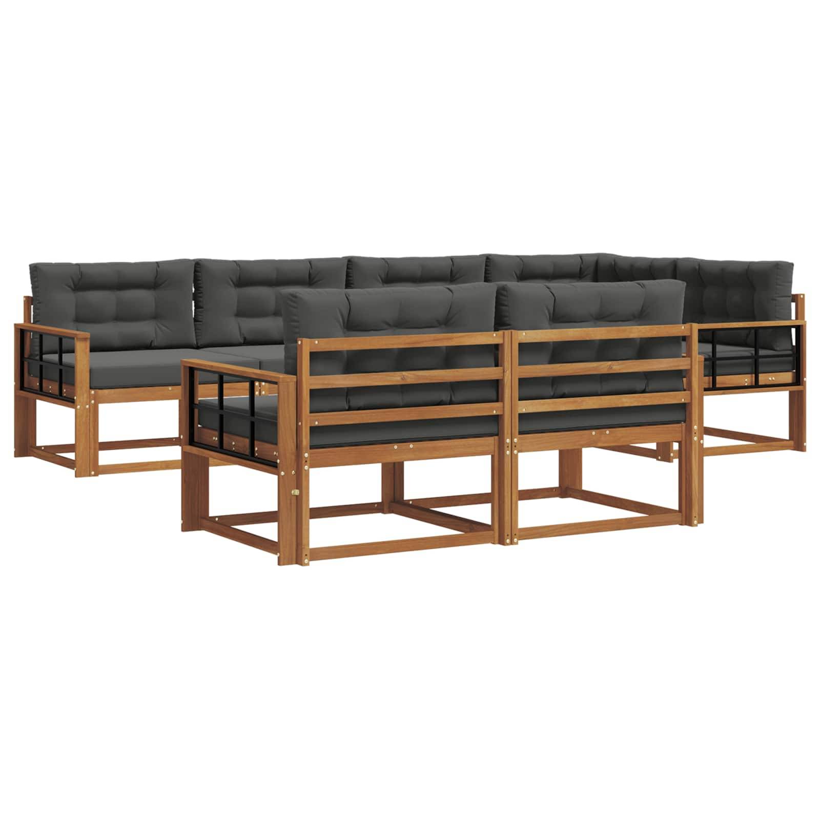 vidaXL Outdoor-Sofagarnitur mit Kissen 7 pcs Natur und Anthrazit