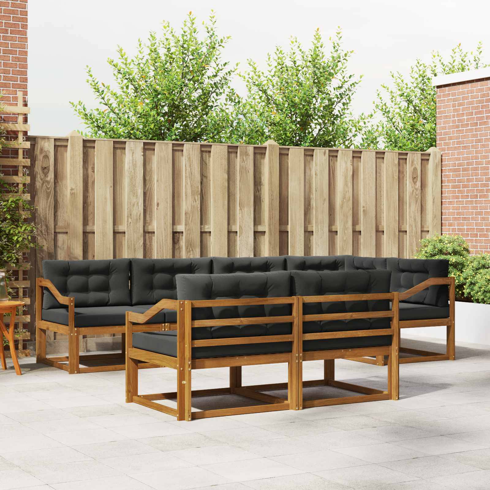 vidaXL Outdoor-Sofagarnitur mit Kissen 7 pcs Natur und Anthrazit