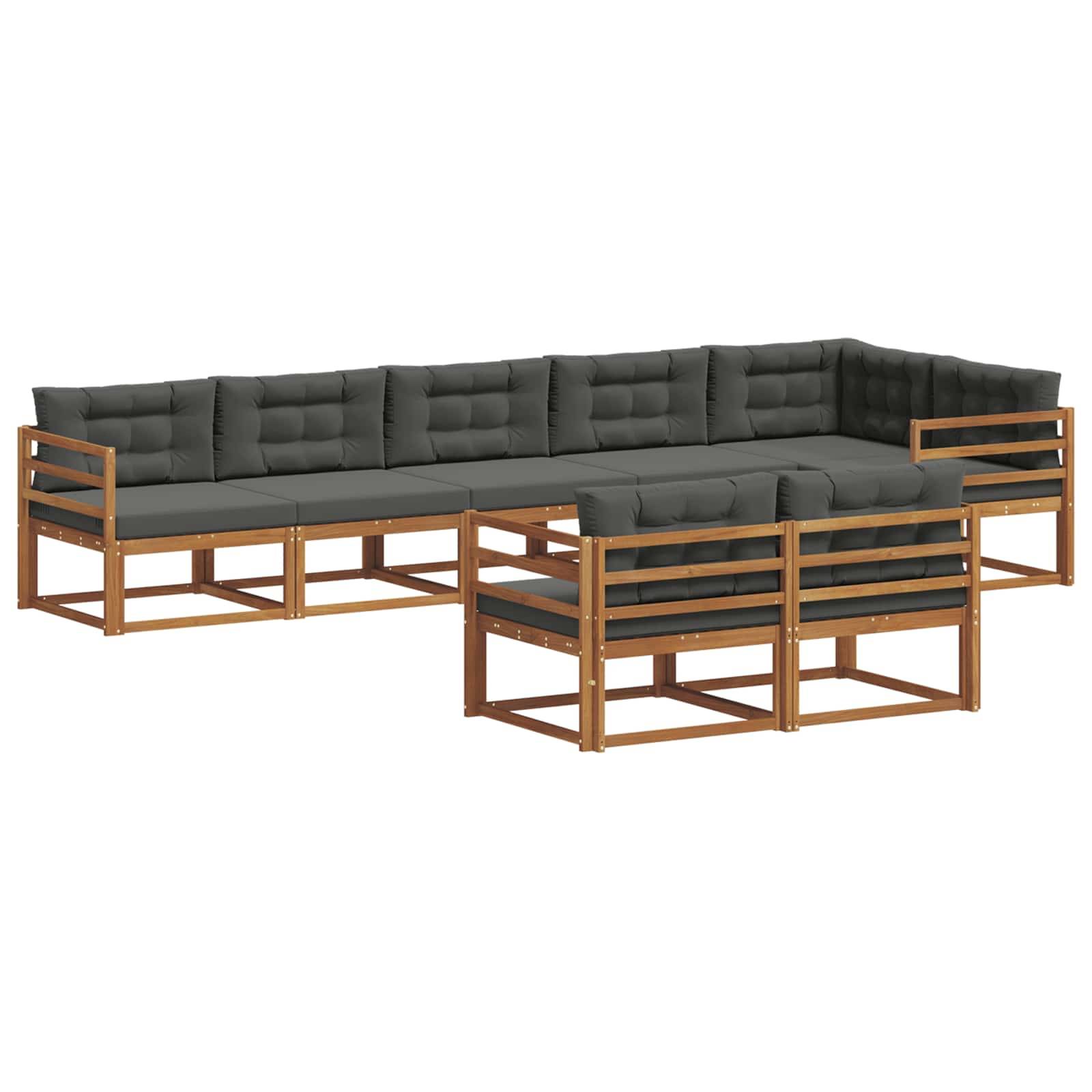 vidaXL Outdoor-Sofagarnitur mit Kissen 8 pcs Natur und Anthrazit