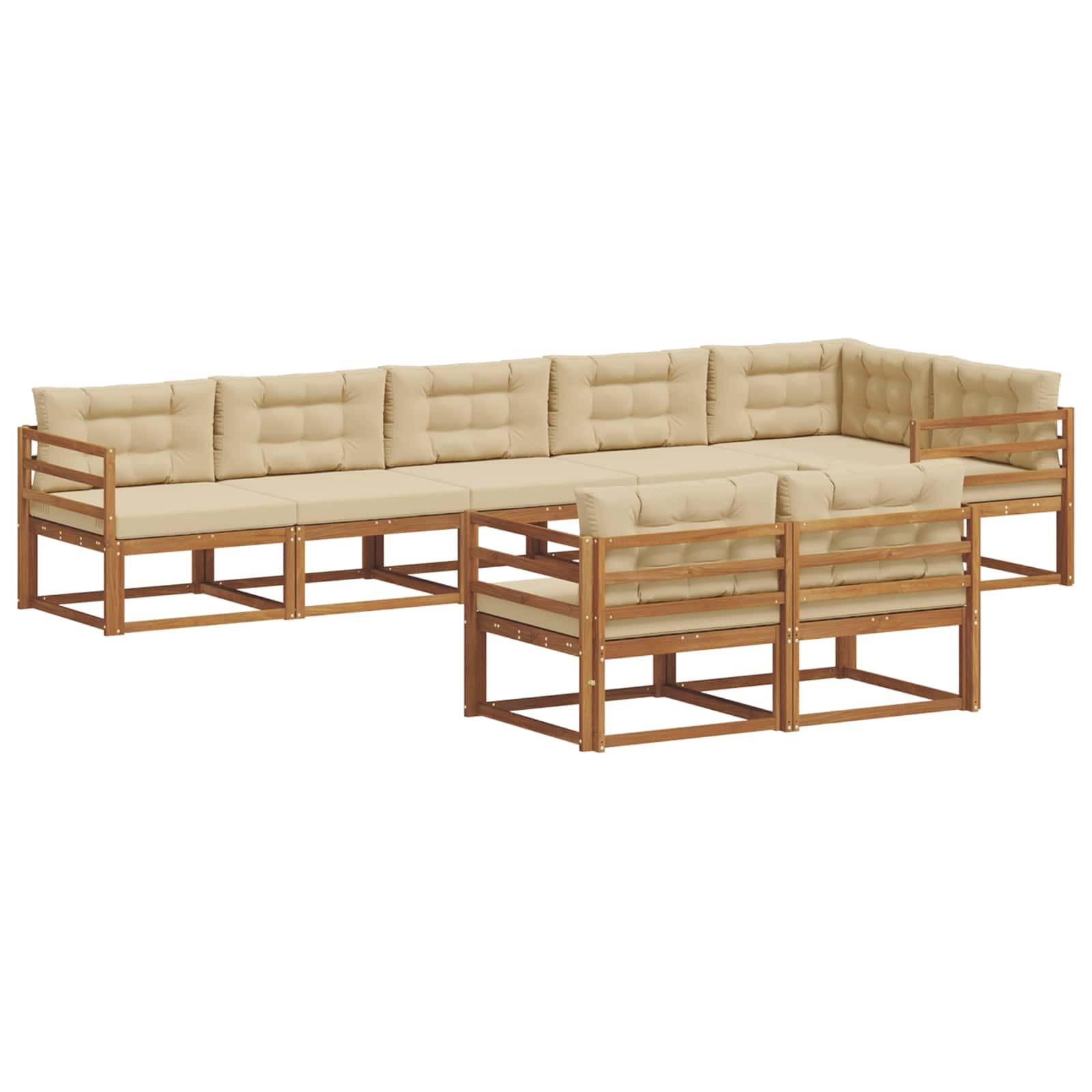 vidaXL Outdoor-Sofagarnitur mit Kissen 8 pcs Natur und Beige