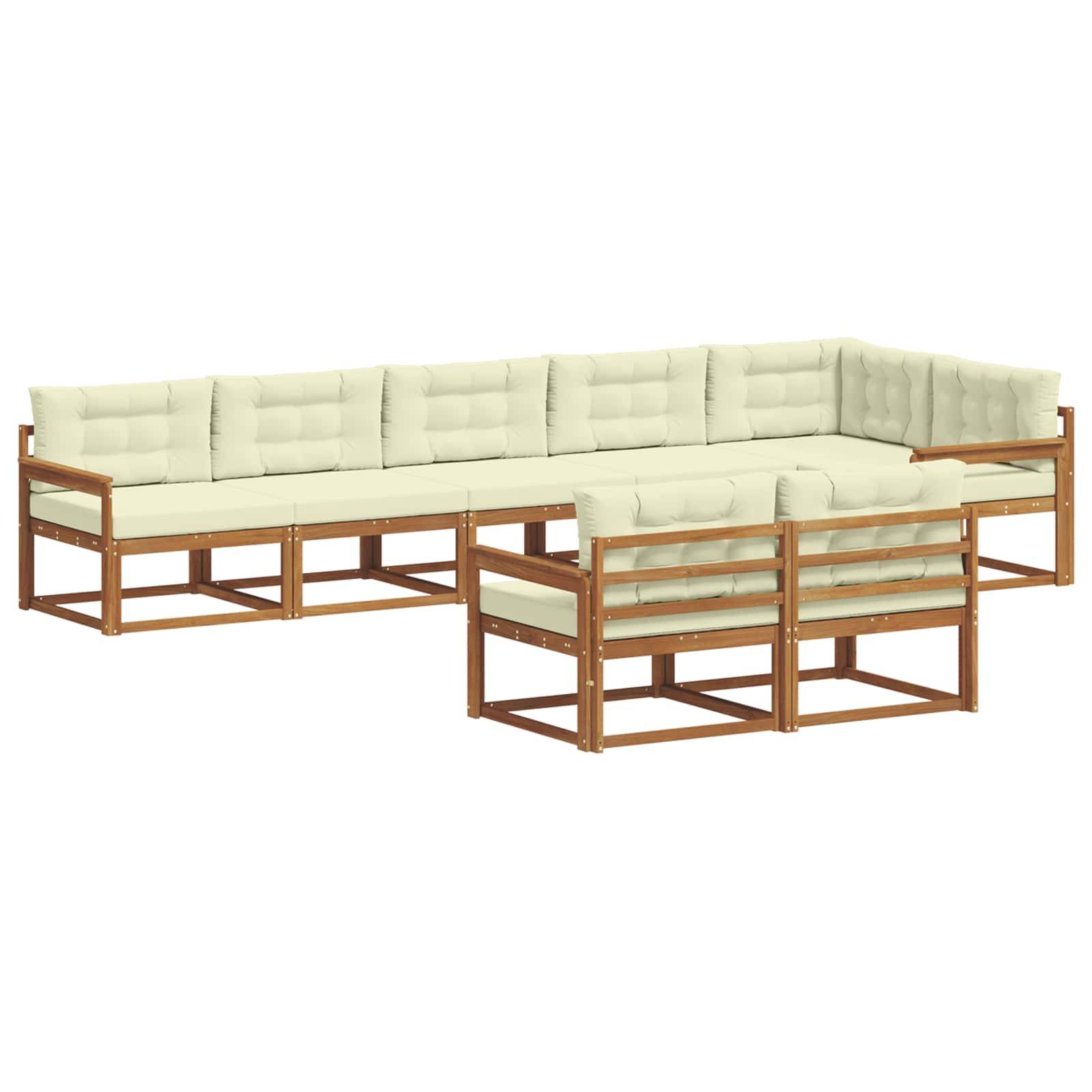 vidaXL Outdoor-Sofagarnitur mit Kissen 8 pcs Natur und Creme