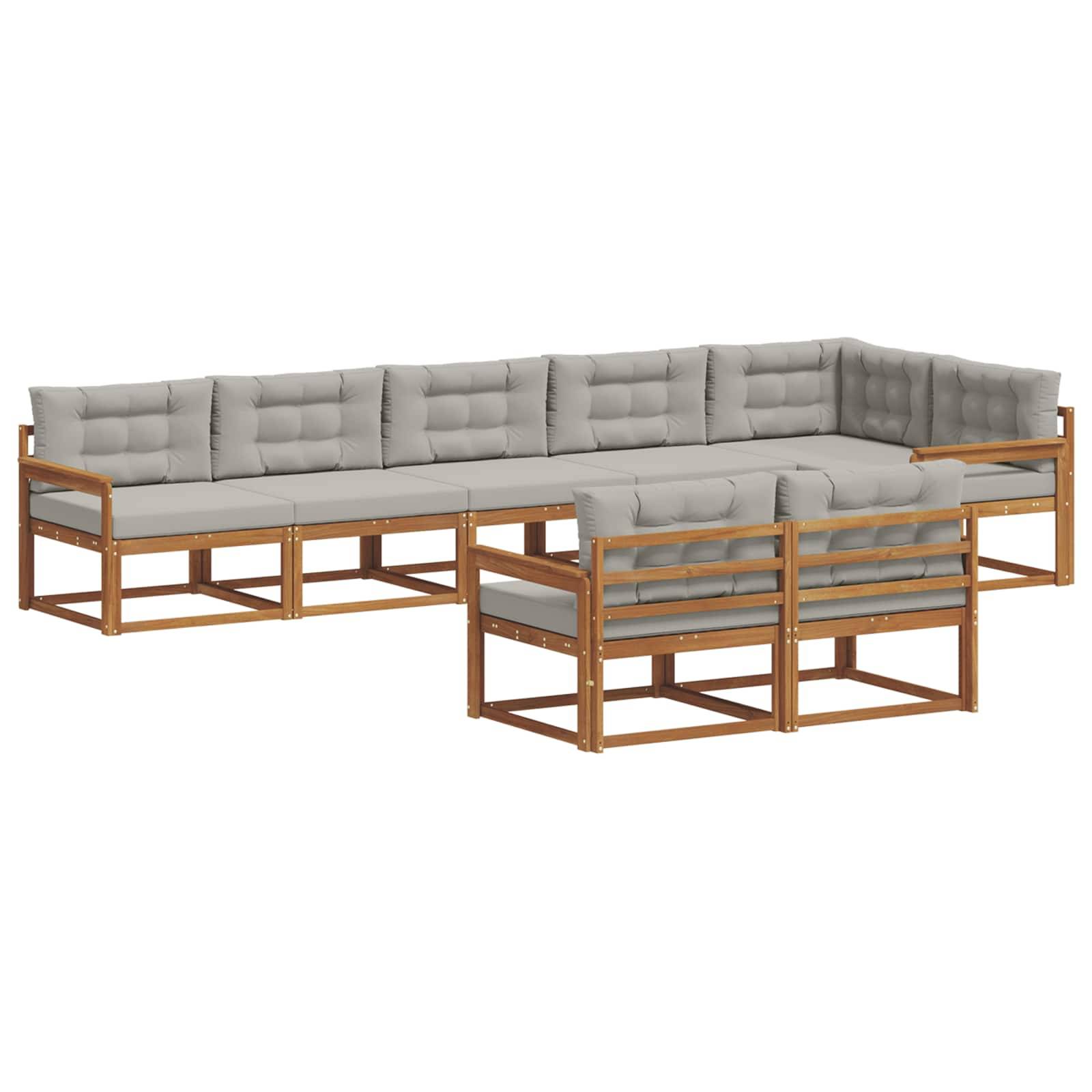 vidaXL Outdoor-Sofagarnitur mit Kissen 8 pcs Natürlich und Hellgrau