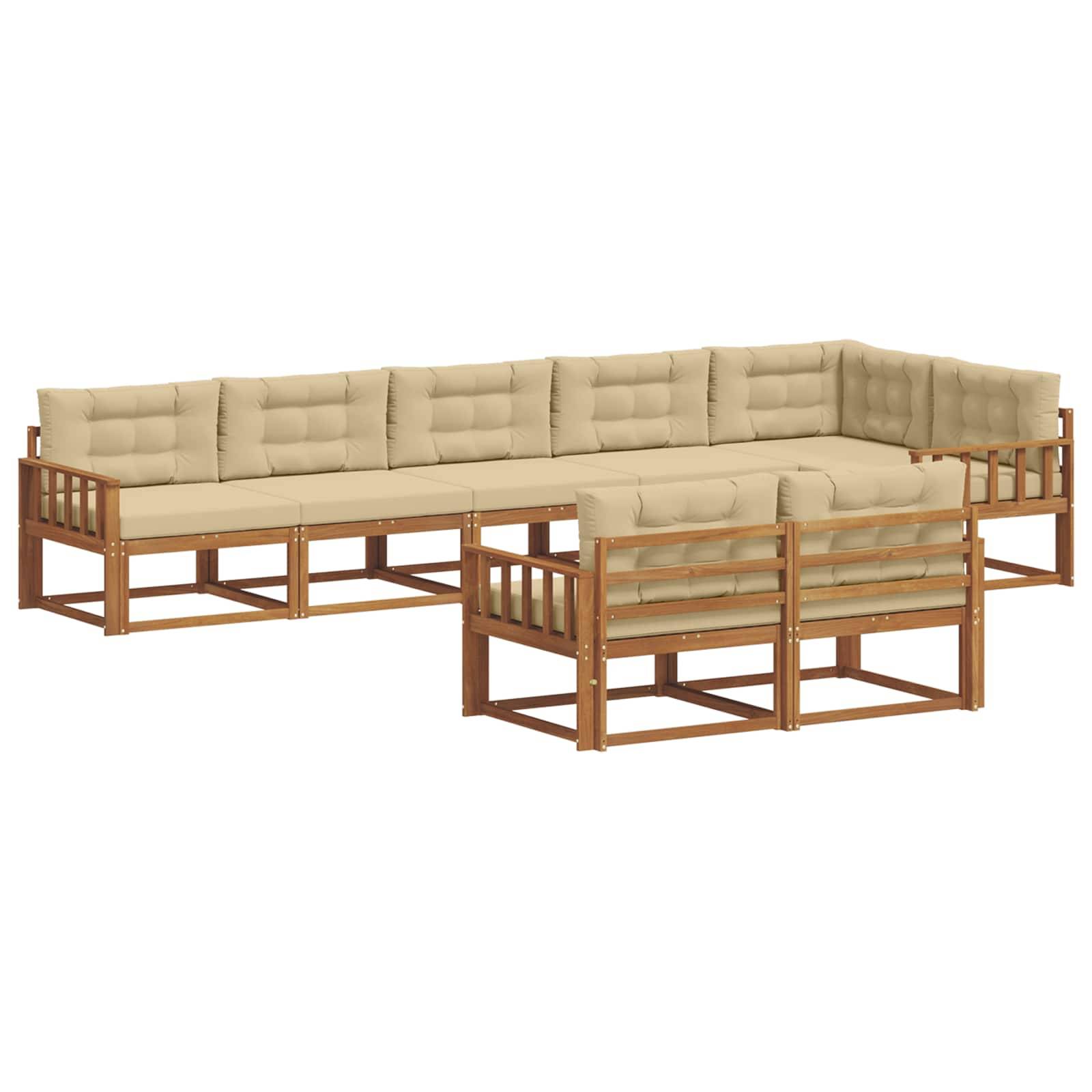 vidaXL Outdoor-Sofagarnitur mit Kissen 8 pcs Natur und Beige