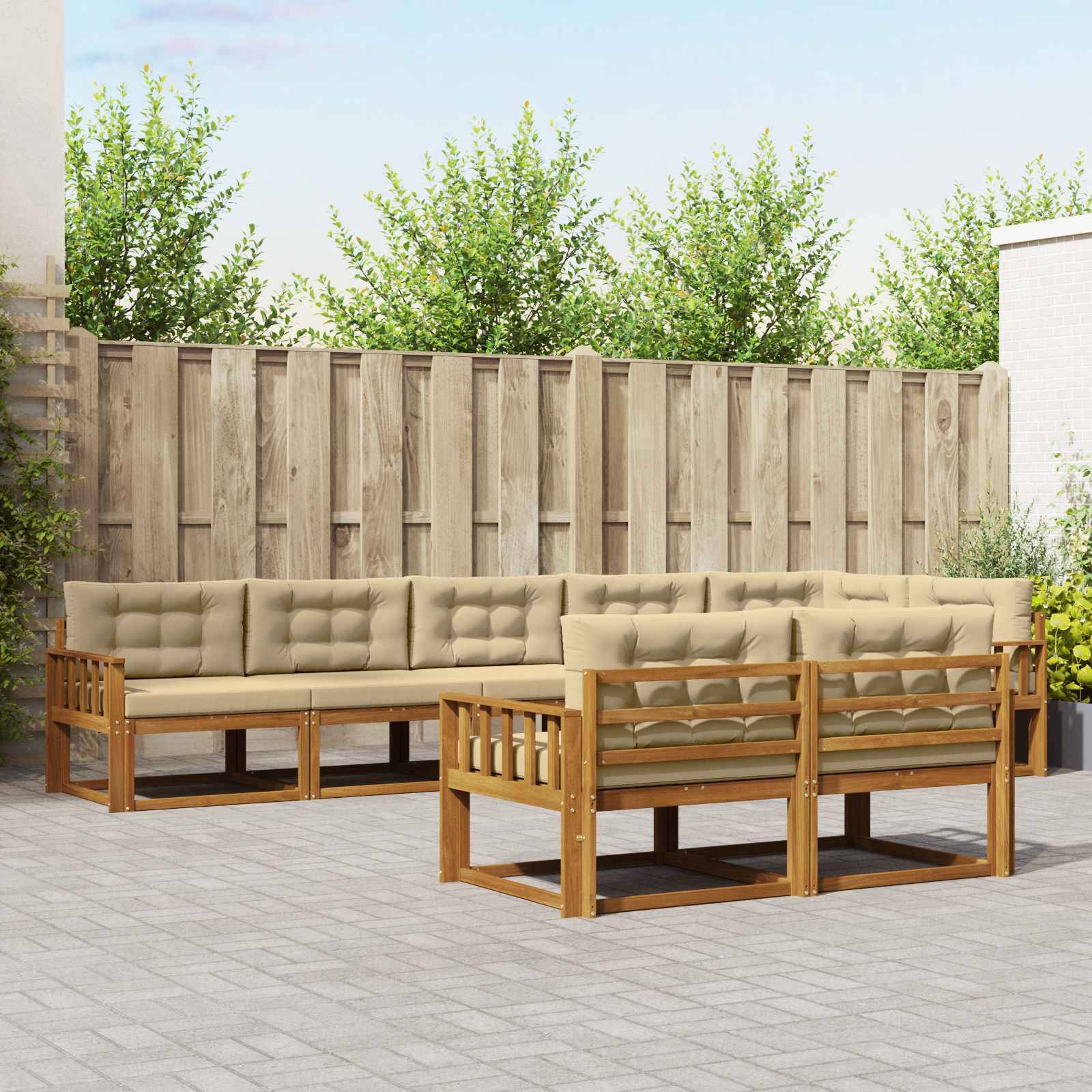 vidaXL Outdoor-Sofagarnitur mit Kissen 8 pcs Natur und Beige