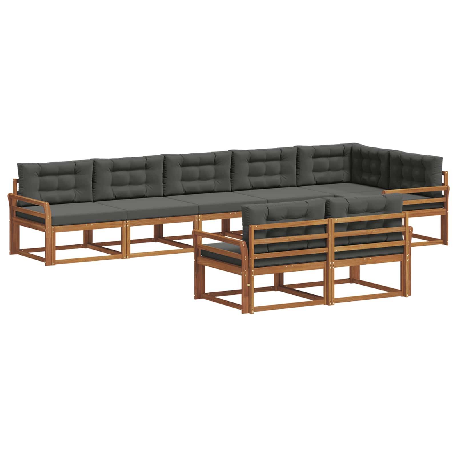 vidaXL Outdoor-Sofagarnitur mit Kissen 8 pcs Natur und Anthrazit