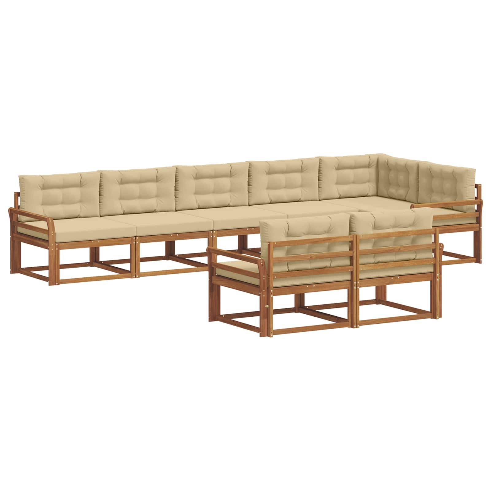 vidaXL Outdoor-Sofagarnitur mit Kissen 8 pcs Natur und Beige