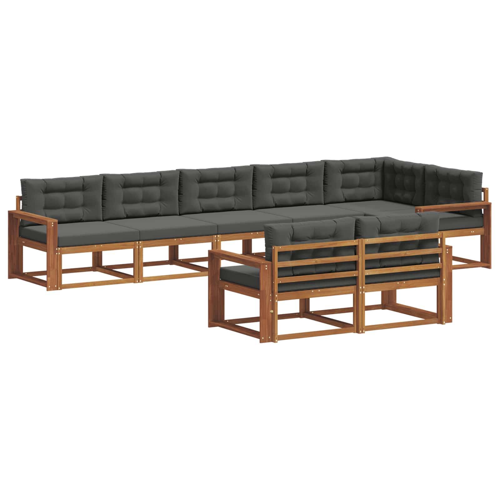 vidaXL Outdoor-Sofagarnitur mit Kissen 8 pcs Natur und Anthrazit